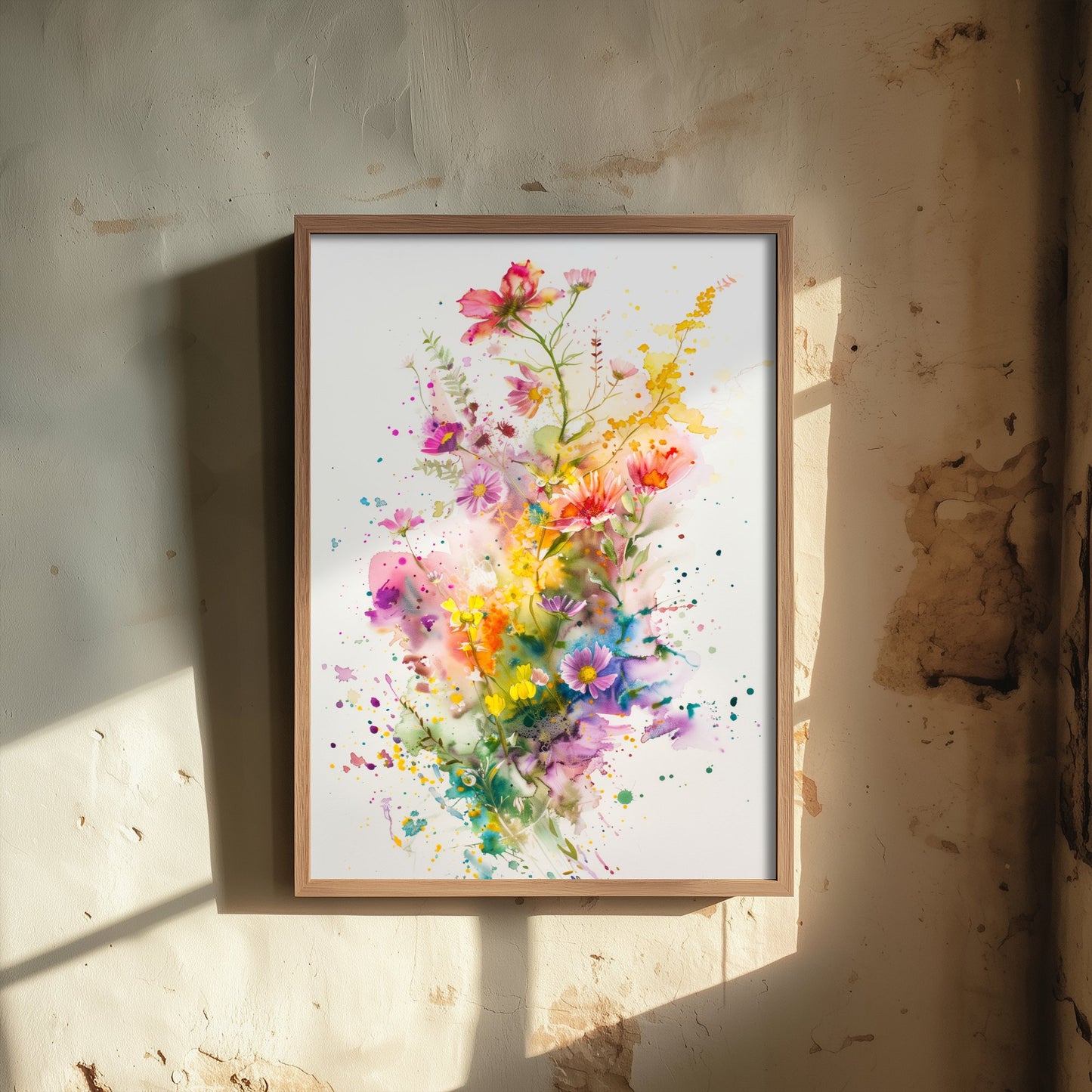 Watercolour Wildflower Art Print - Colourful Floral Painting Poster - Emotive Botanical - Meadow Flower Wall Art V2 2/3