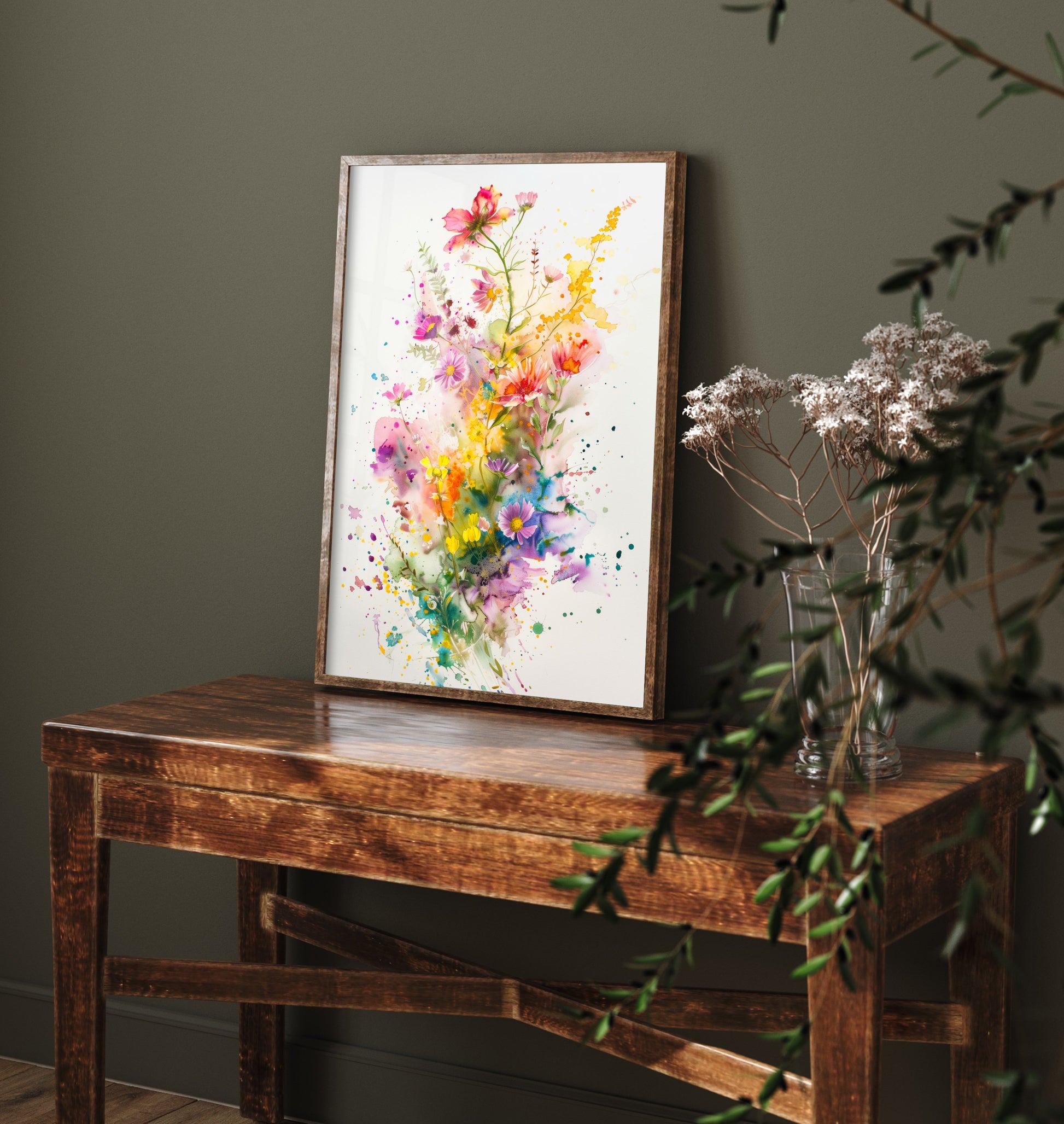 Watercolour Wildflower Art Print - Colourful Floral Painting Poster - Emotive Botanical - Meadow Flower Wall Art V2 2/3