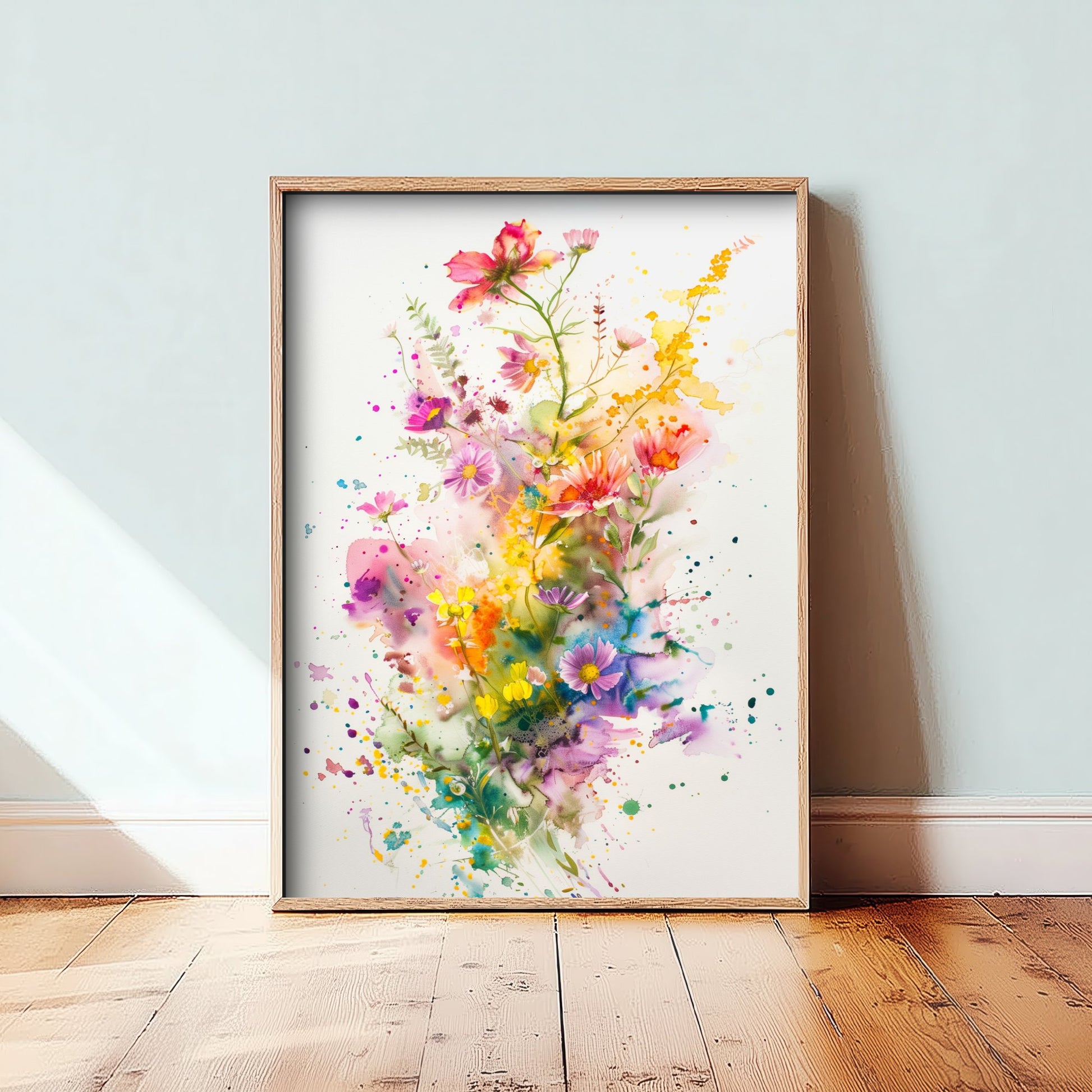 Watercolour Wildflower Art Print - Colourful Floral Painting Poster - Emotive Botanical - Meadow Flower Wall Art V2 2/3