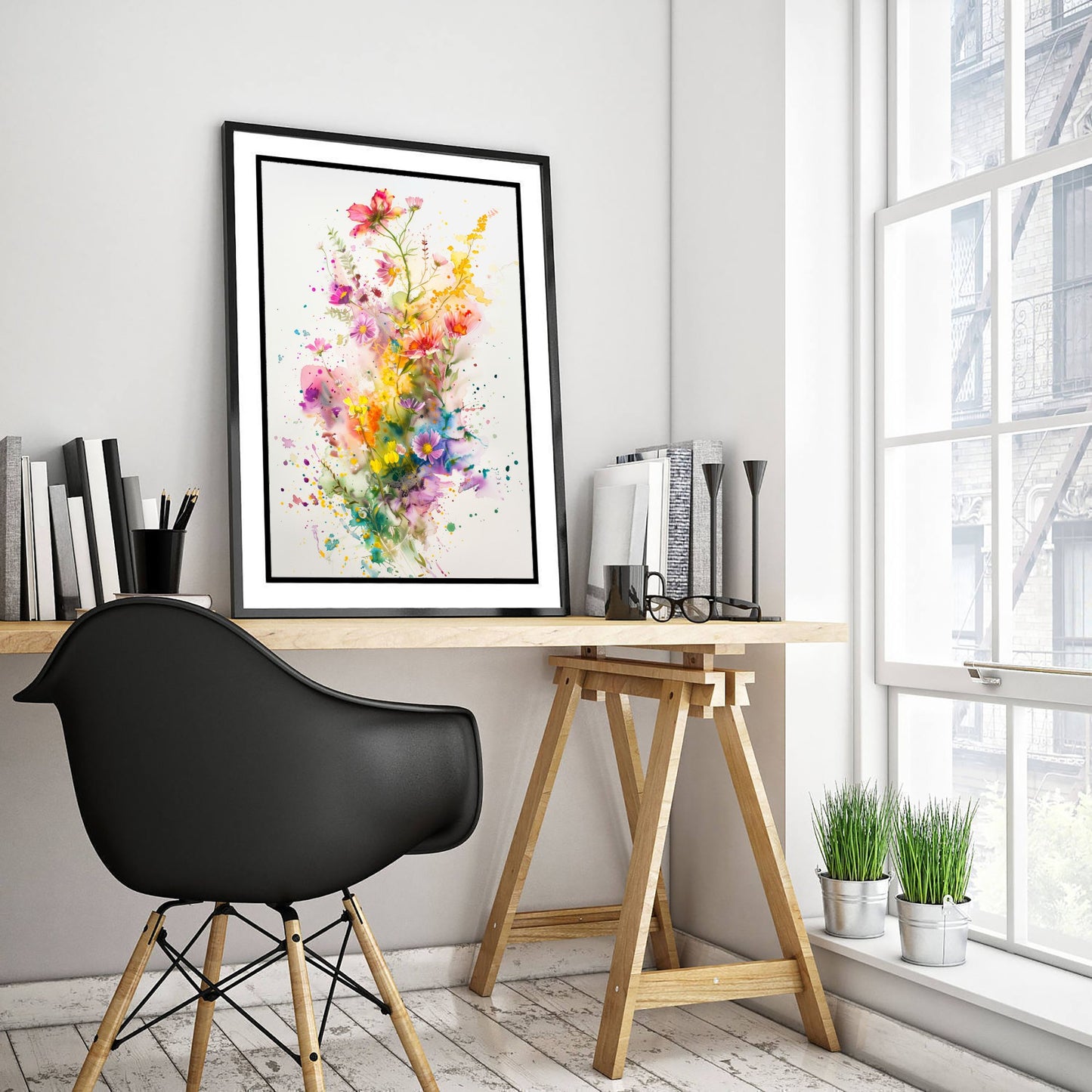 Watercolour Wildflower Art Print - Colourful Floral Painting Poster - Emotive Botanical - Meadow Flower Wall Art V2 2/3
