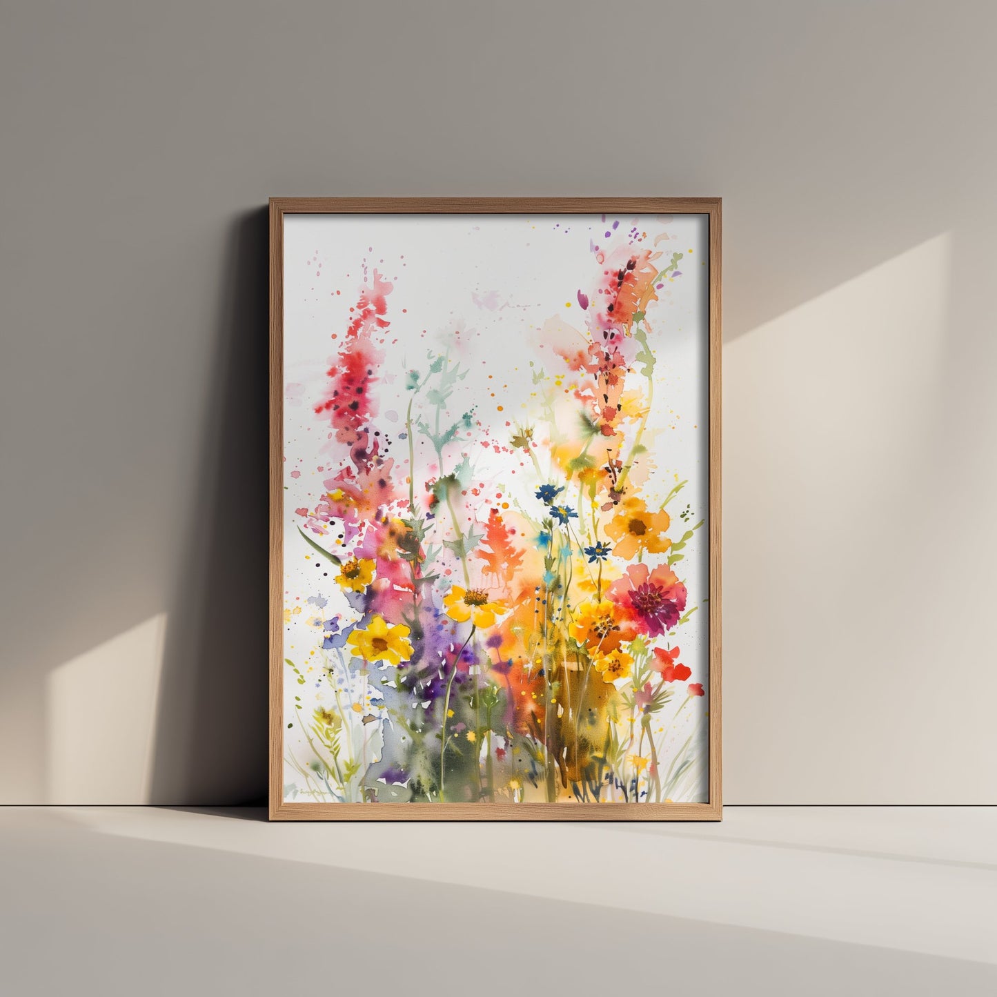 Watercolour Wildflower Art Print - Colourful Floral Painting Poster - Emotive Blooms - Vibrant Flower Wall Art V3 1/3