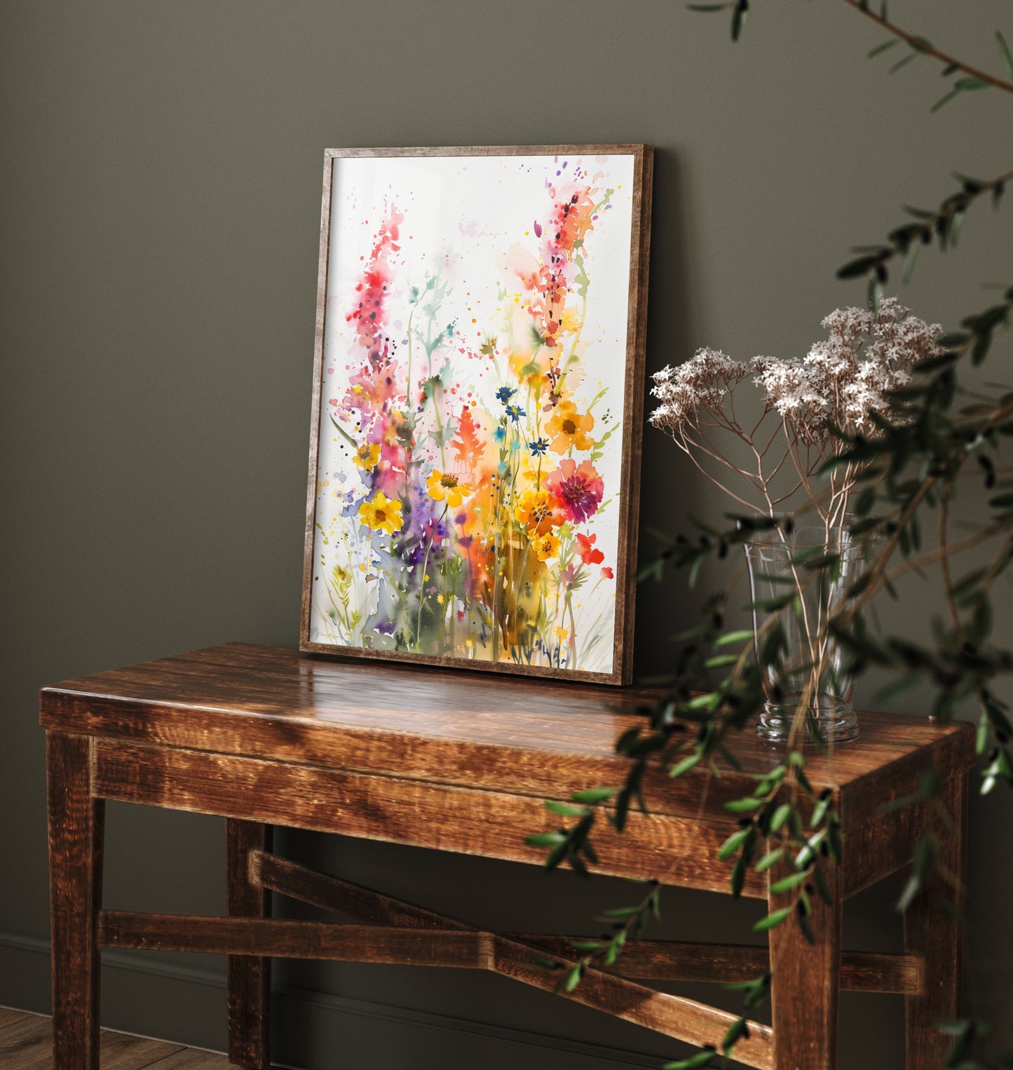 Watercolour Wildflower Art Print - Colourful Floral Painting Poster - Emotive Blooms - Vibrant Flower Wall Art V3 1/3