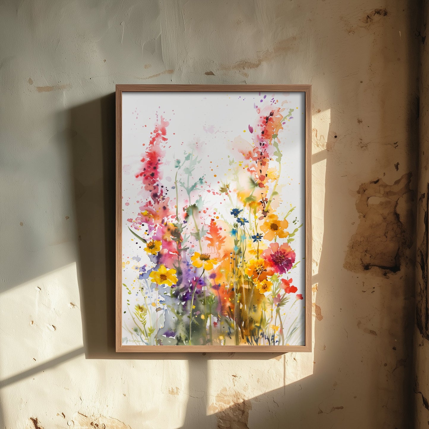 Watercolour Wildflower Art Print - Colourful Floral Painting Poster - Emotive Blooms - Vibrant Flower Wall Art V3 1/3