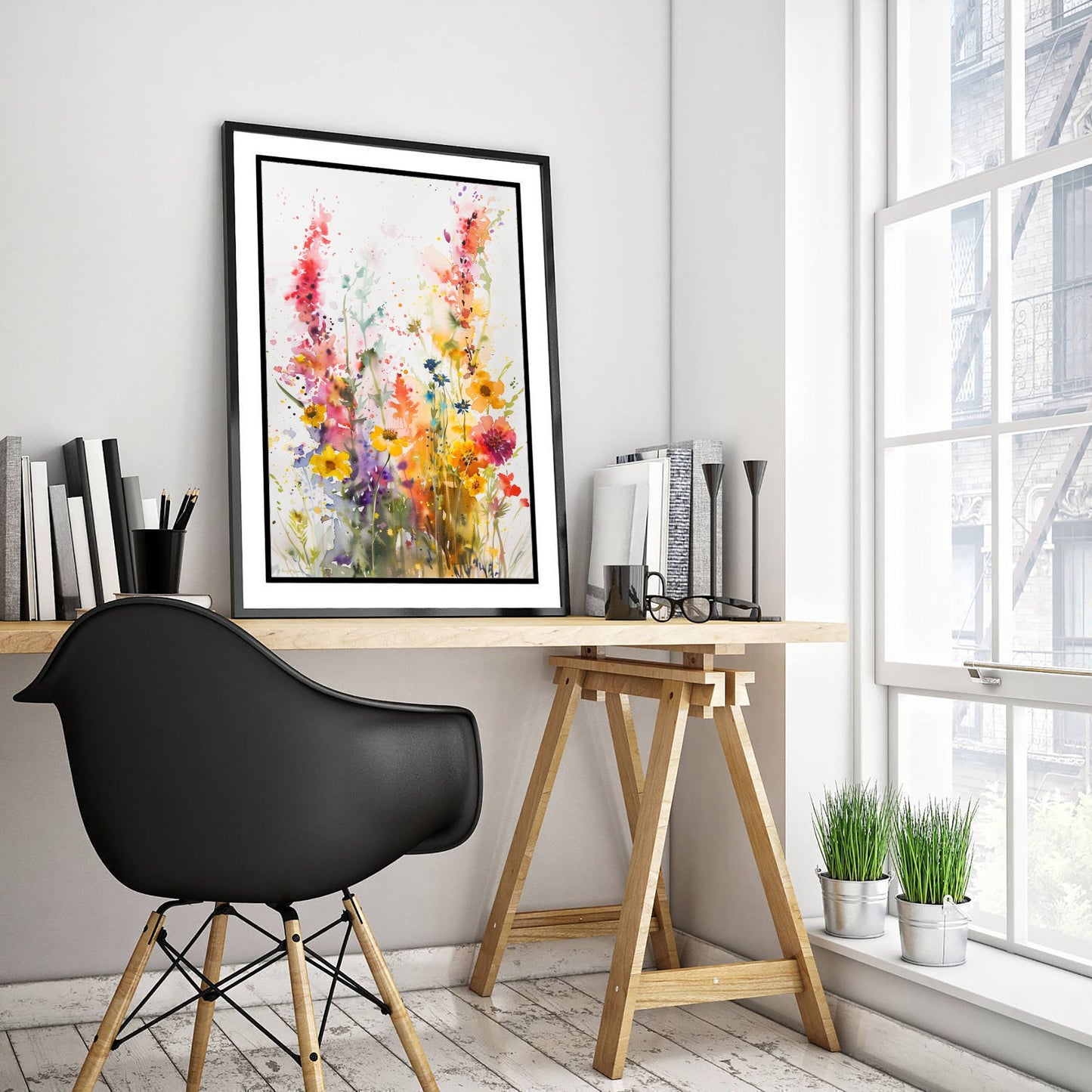 Watercolour Wildflower Art Print - Colourful Floral Painting Poster - Emotive Blooms - Vibrant Flower Wall Art V3 1/3