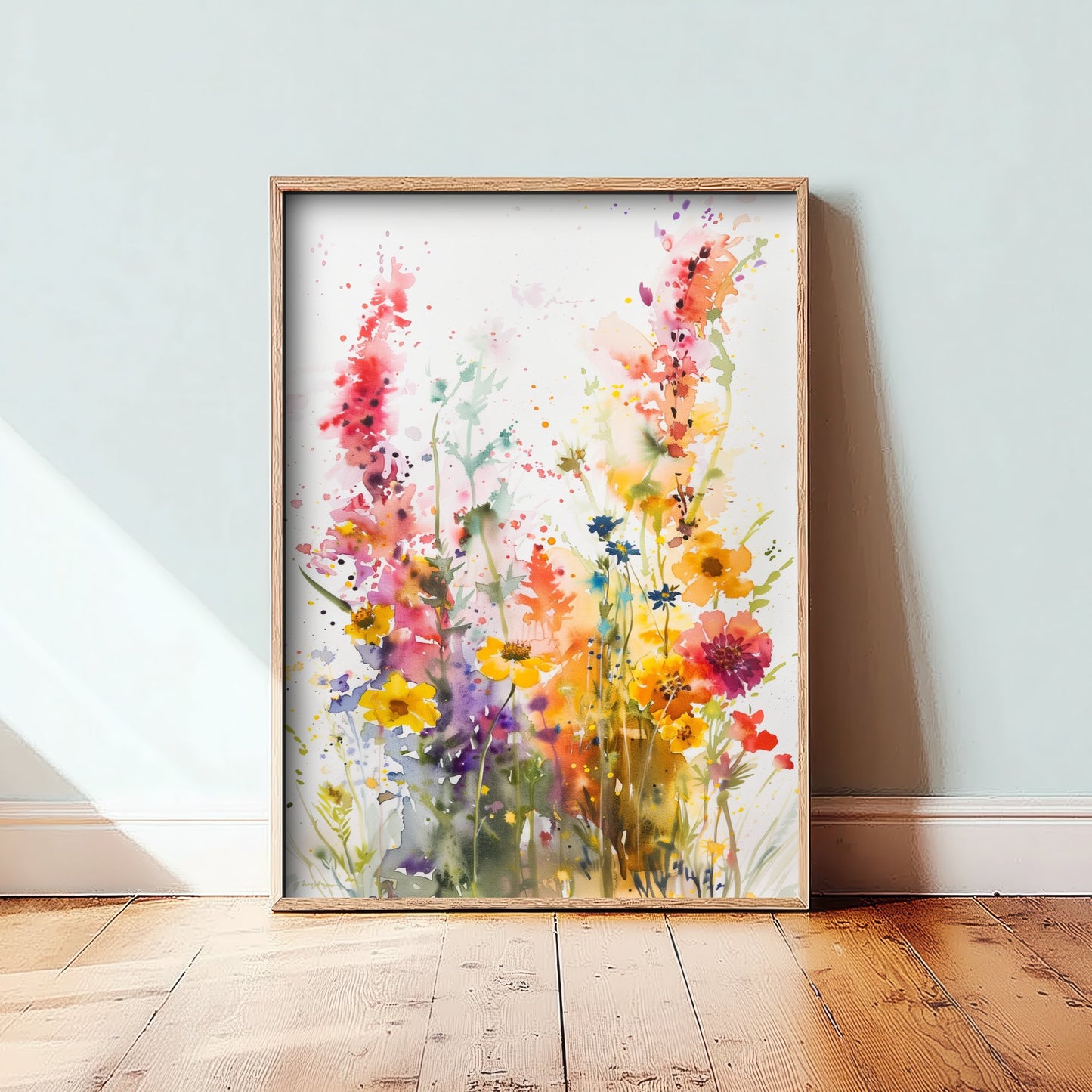 Watercolour Wildflower Art Print - Colourful Floral Painting Poster - Emotive Blooms - Vibrant Flower Wall Art V3 1/3