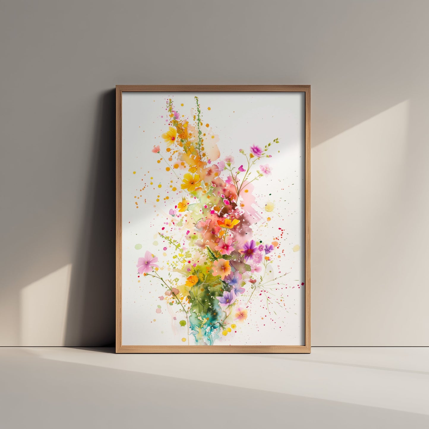Watercolour Wildflower Art Print - Colourful Floral Painting Poster - Emotive Blooms - Bright Meadow Wall Art V3 2/3