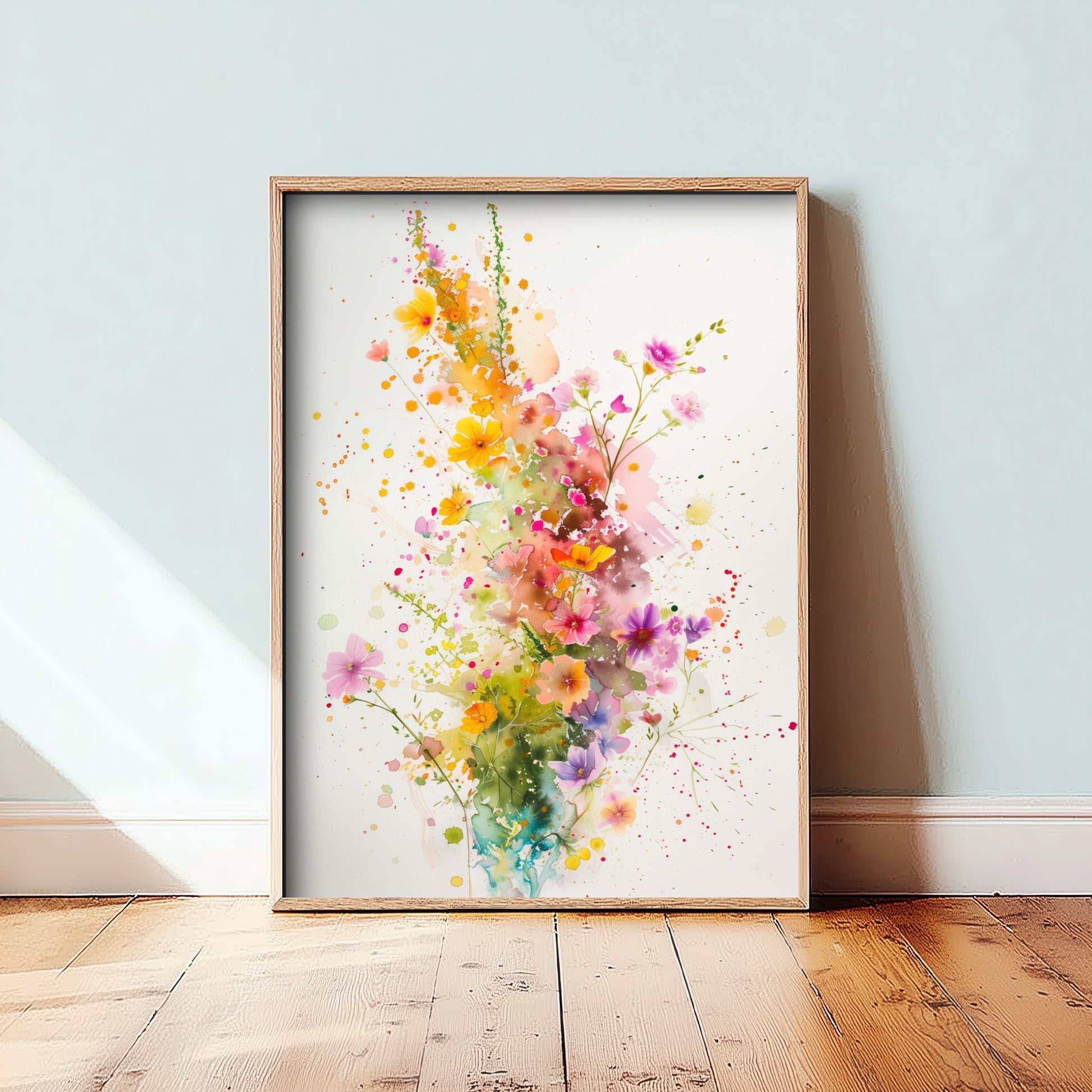 Watercolour Wildflower Art Print - Colourful Floral Painting Poster - Emotive Blooms - Bright Meadow Wall Art V3 2/3