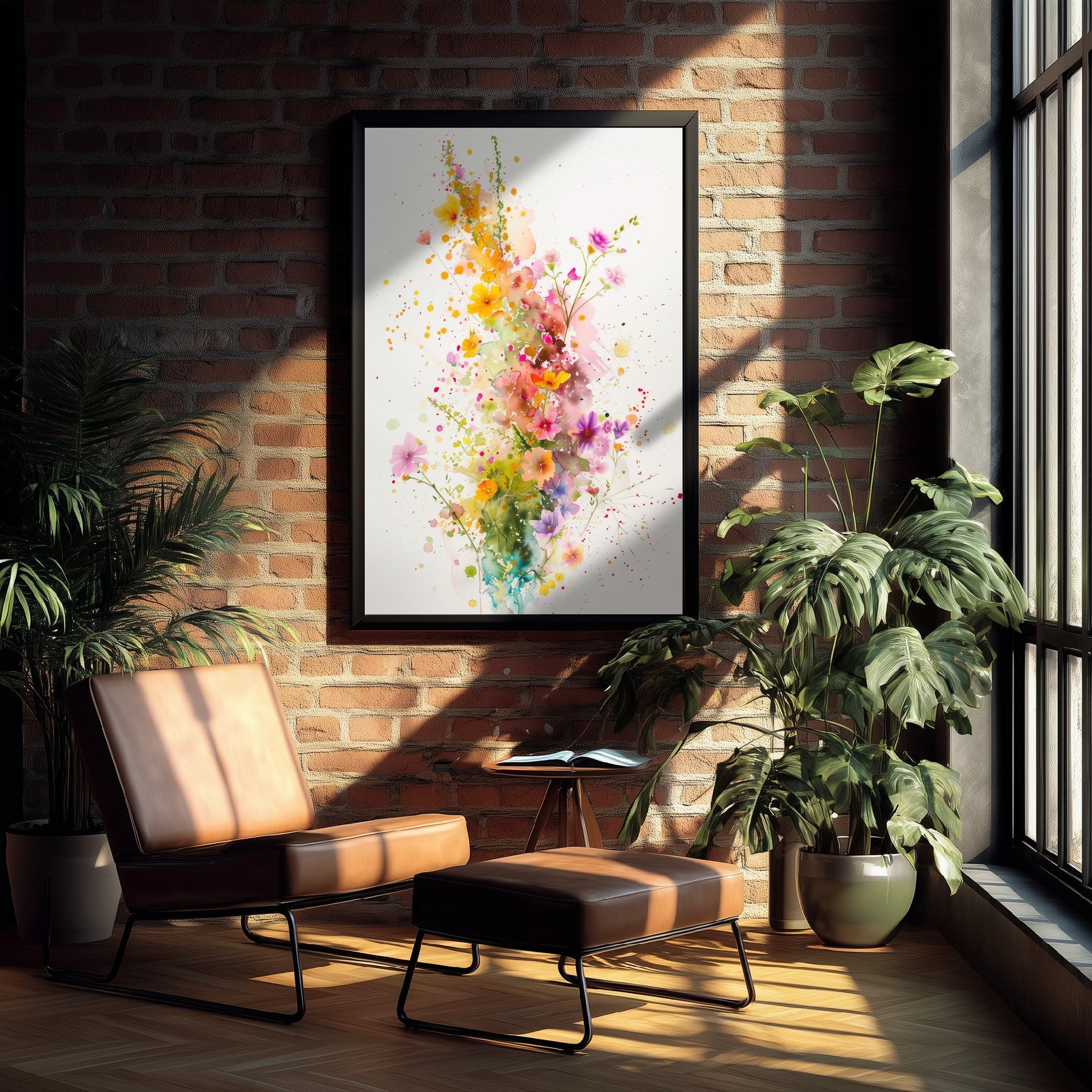 Watercolour Wildflower Art Print - Colourful Floral Painting Poster - Emotive Blooms - Bright Meadow Wall Art V3 2/3