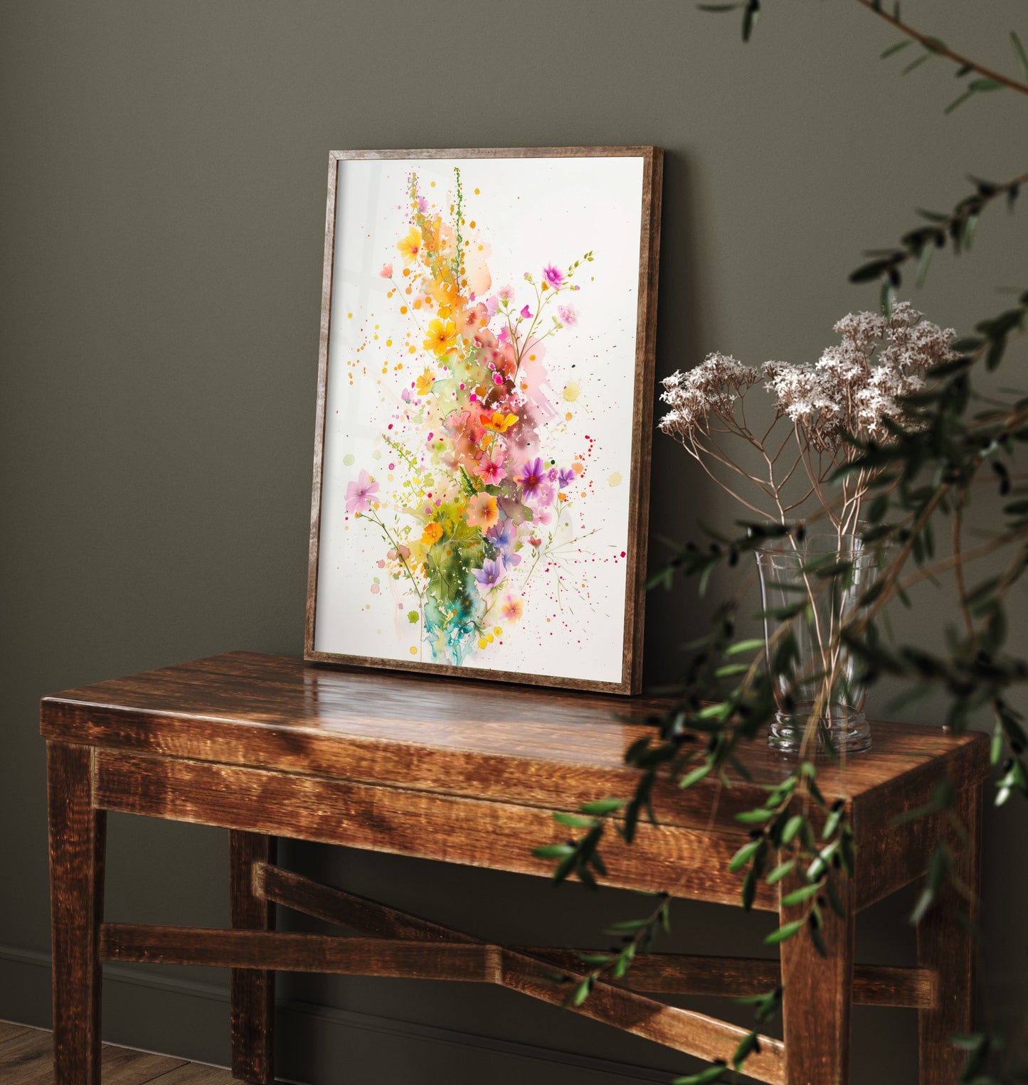 Watercolour Wildflower Art Print - Colourful Floral Painting Poster - Emotive Blooms - Bright Meadow Wall Art V3 2/3