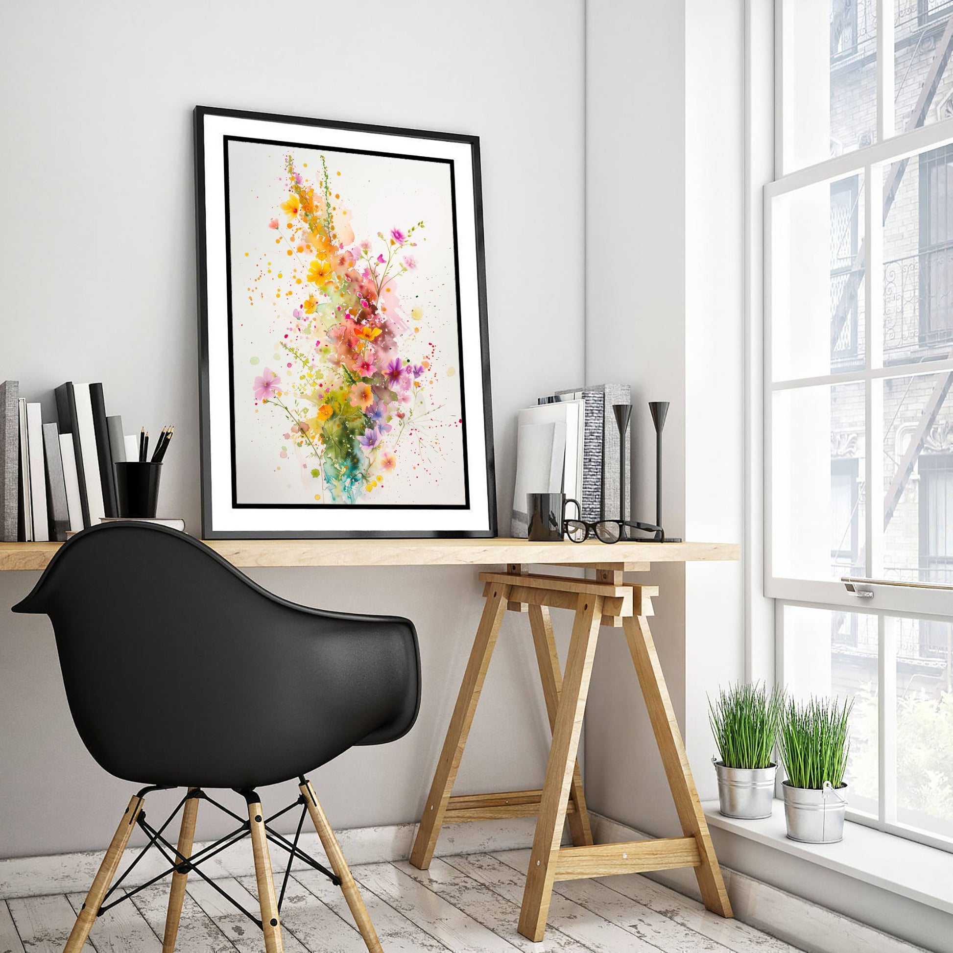 Watercolour Wildflower Art Print - Colourful Floral Painting Poster - Emotive Blooms - Bright Meadow Wall Art V3 2/3