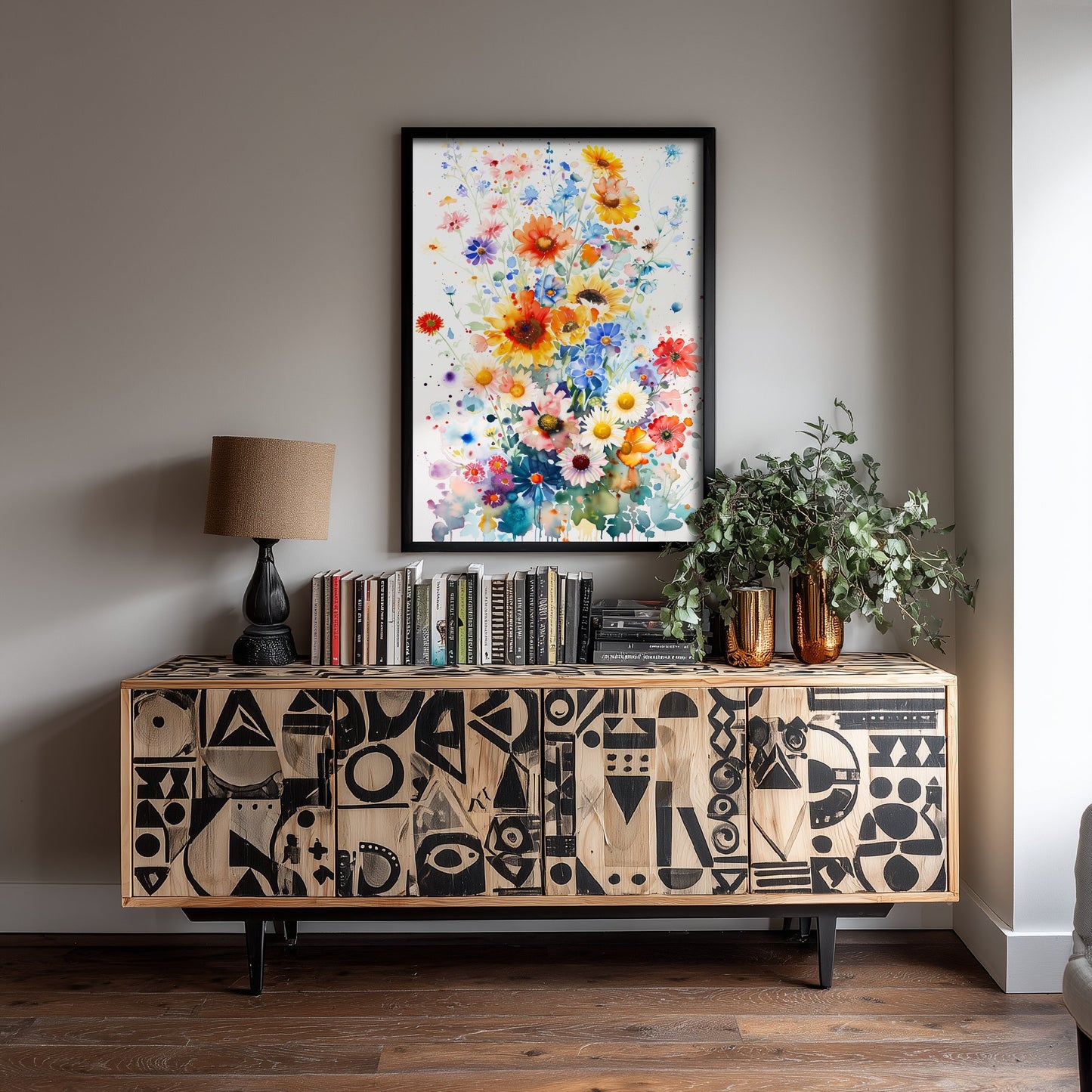 Watercolour Sunflower Art Print - Colourful Wildflower Painting Poster - Emotive Botanical - Golden Wildflowers V4 3/3