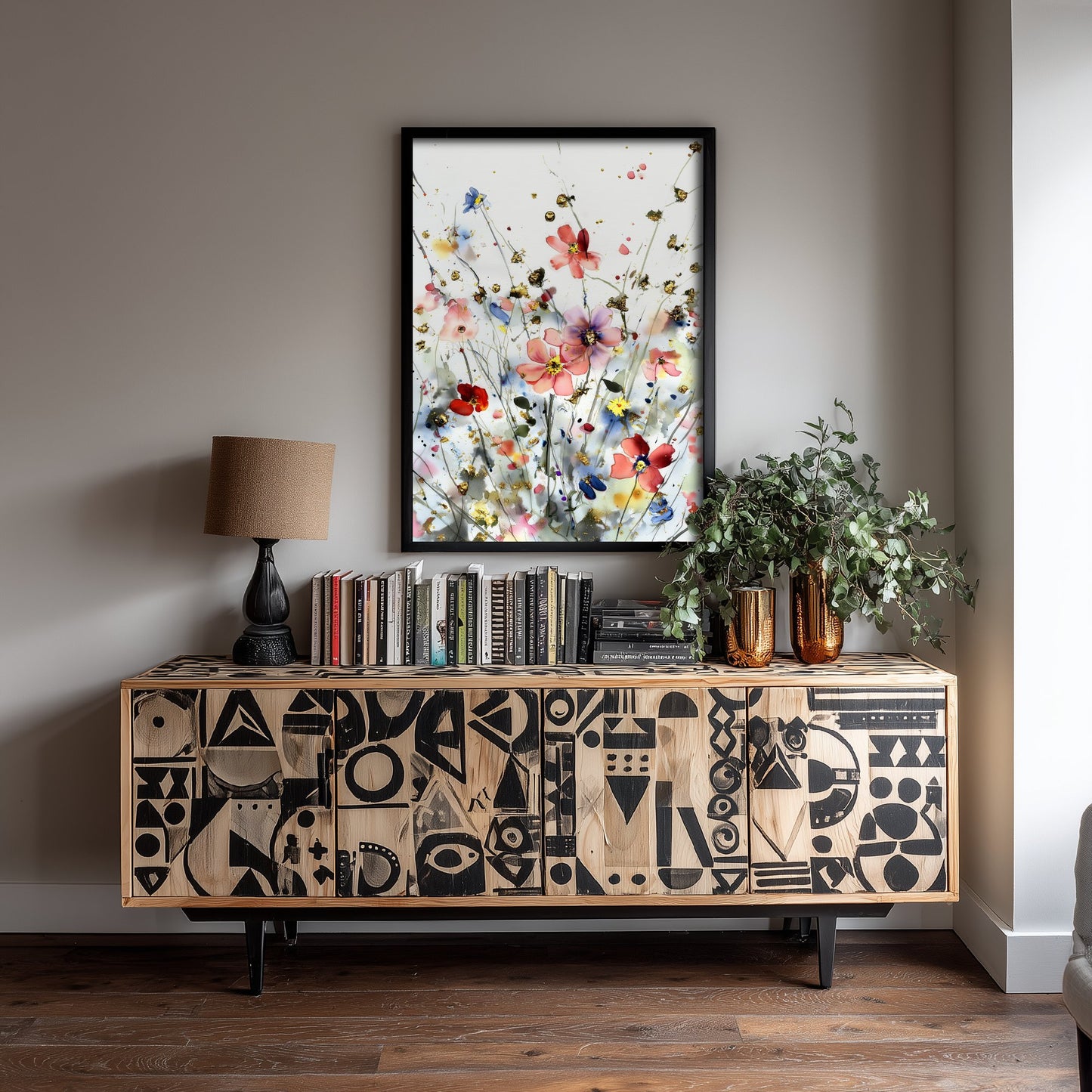 Watercolour Cosmos Art Print - Delicate Floral Painting Poster - Emotive Gold Blooms - Blush Wildflowers V5 3/3