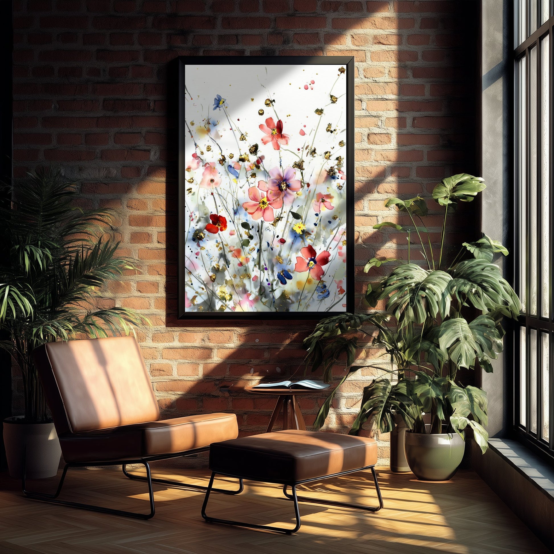 Watercolour Cosmos Art Print - Delicate Floral Painting Poster - Emotive Gold Blooms - Blush Wildflowers V5 3/3