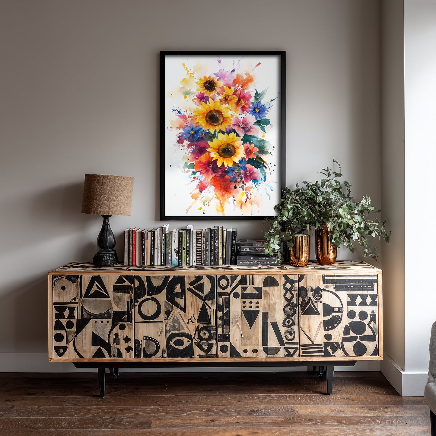 Watercolour Sunflower Art Print - Bold Floral Painting Poster - Emotive Wildflowers - Vibrant Summer Blooms V6 1/3