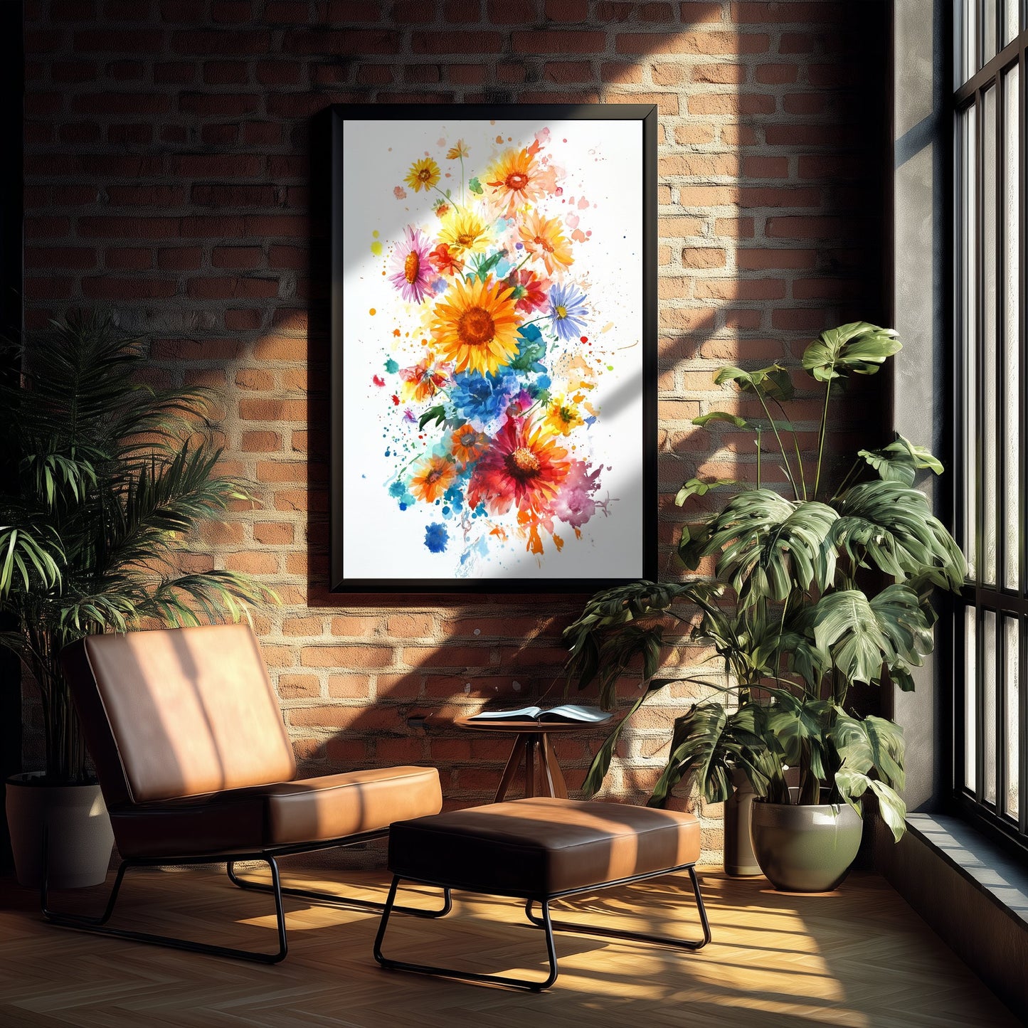 Watercolour Sunflower Art Print - Bold Floral Painting Poster - Emotive Wildflowers - Sunny Garden Blooms V6 3/3