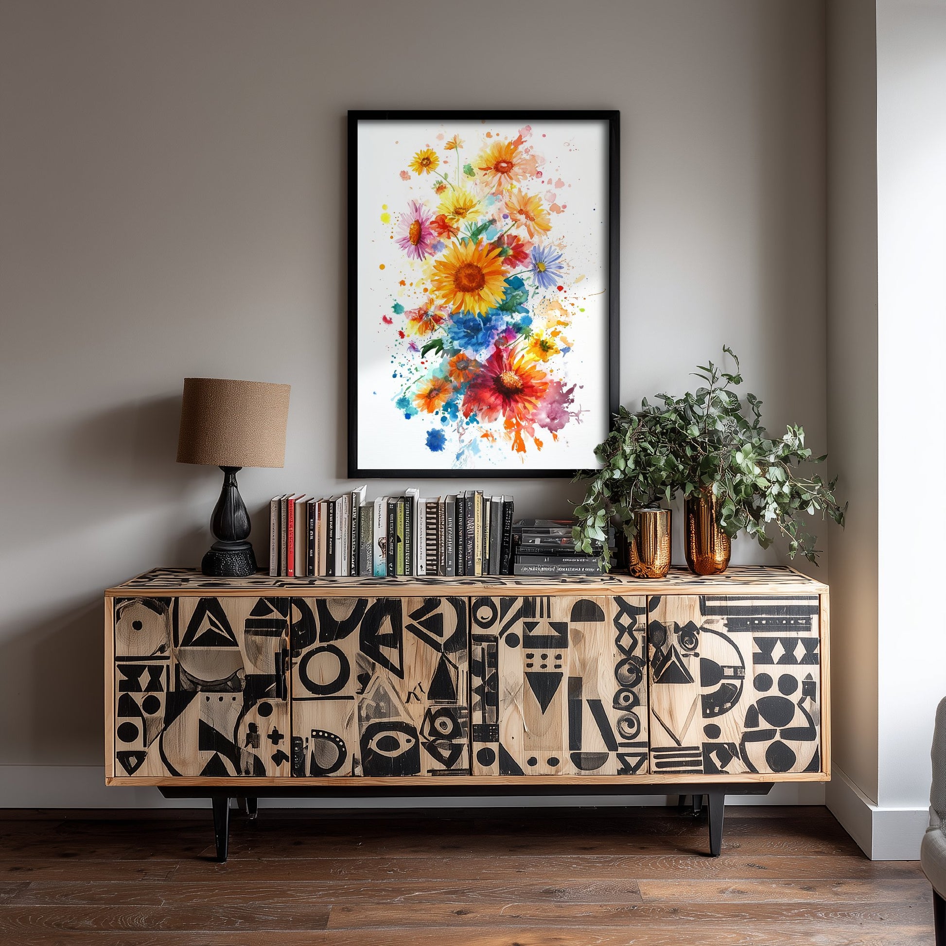 Watercolour Sunflower Art Print - Bold Floral Painting Poster - Emotive Wildflowers - Sunny Garden Blooms V6 3/3