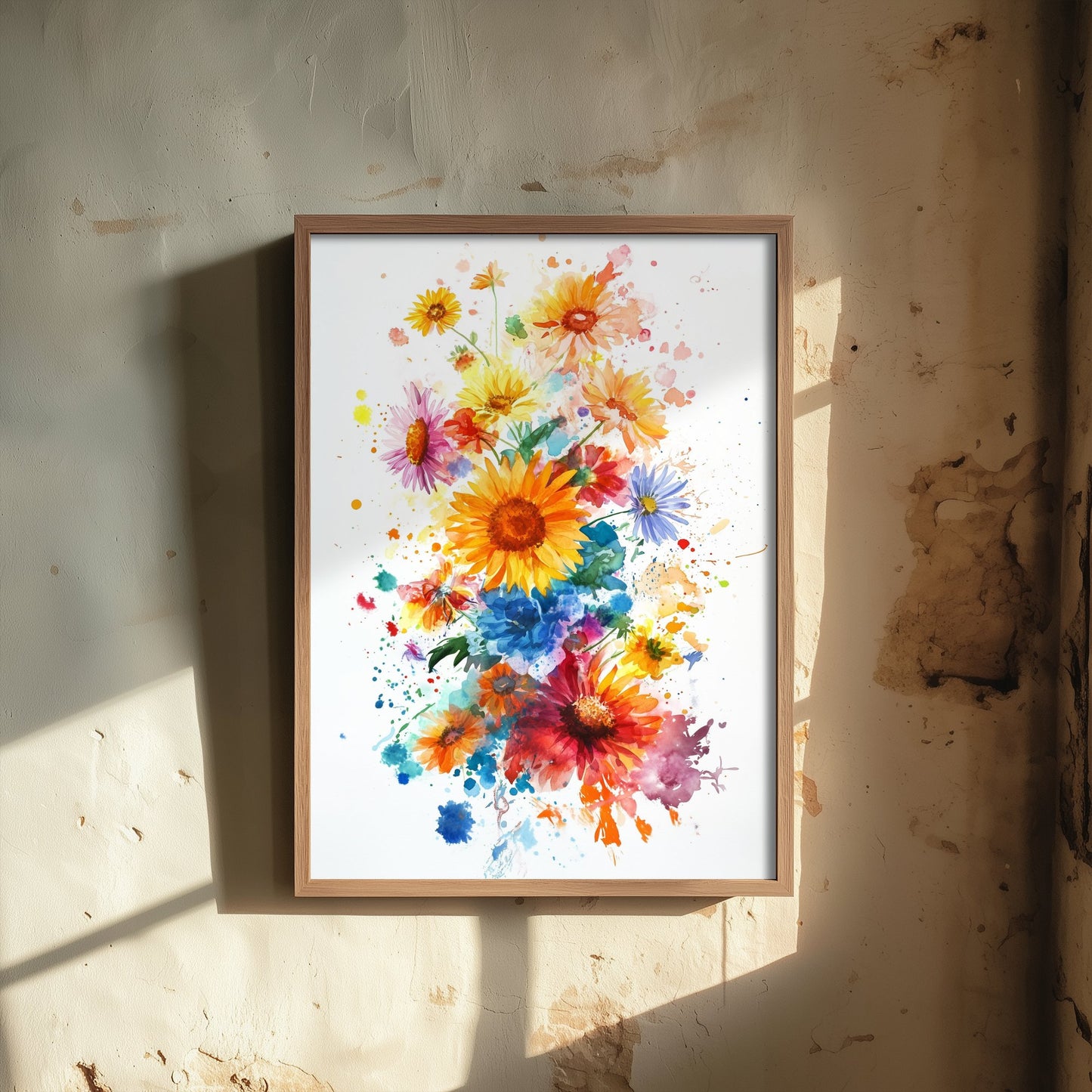 Watercolour Sunflower Art Print - Bold Floral Painting Poster - Emotive Wildflowers - Sunny Garden Blooms V6 3/3