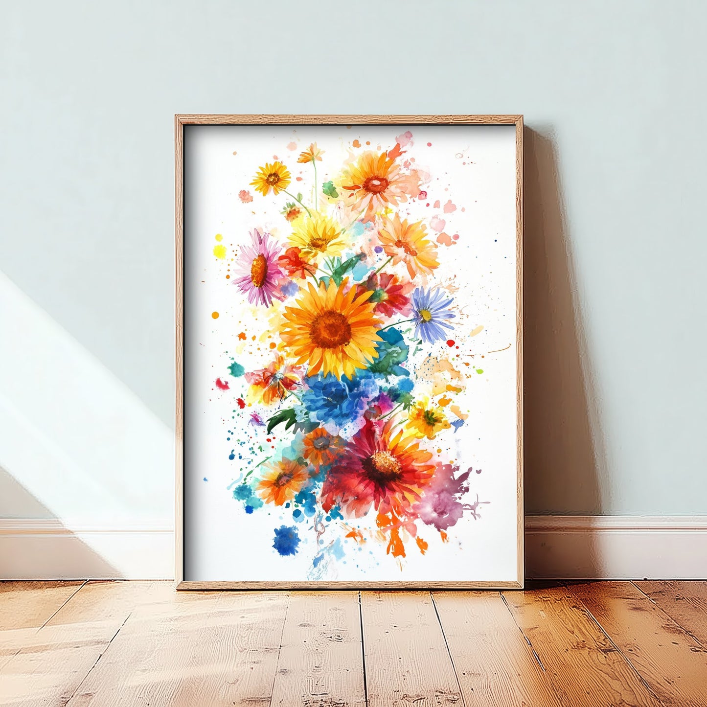 Watercolour Sunflower Art Print - Bold Floral Painting Poster - Emotive Wildflowers - Sunny Garden Blooms V6 3/3