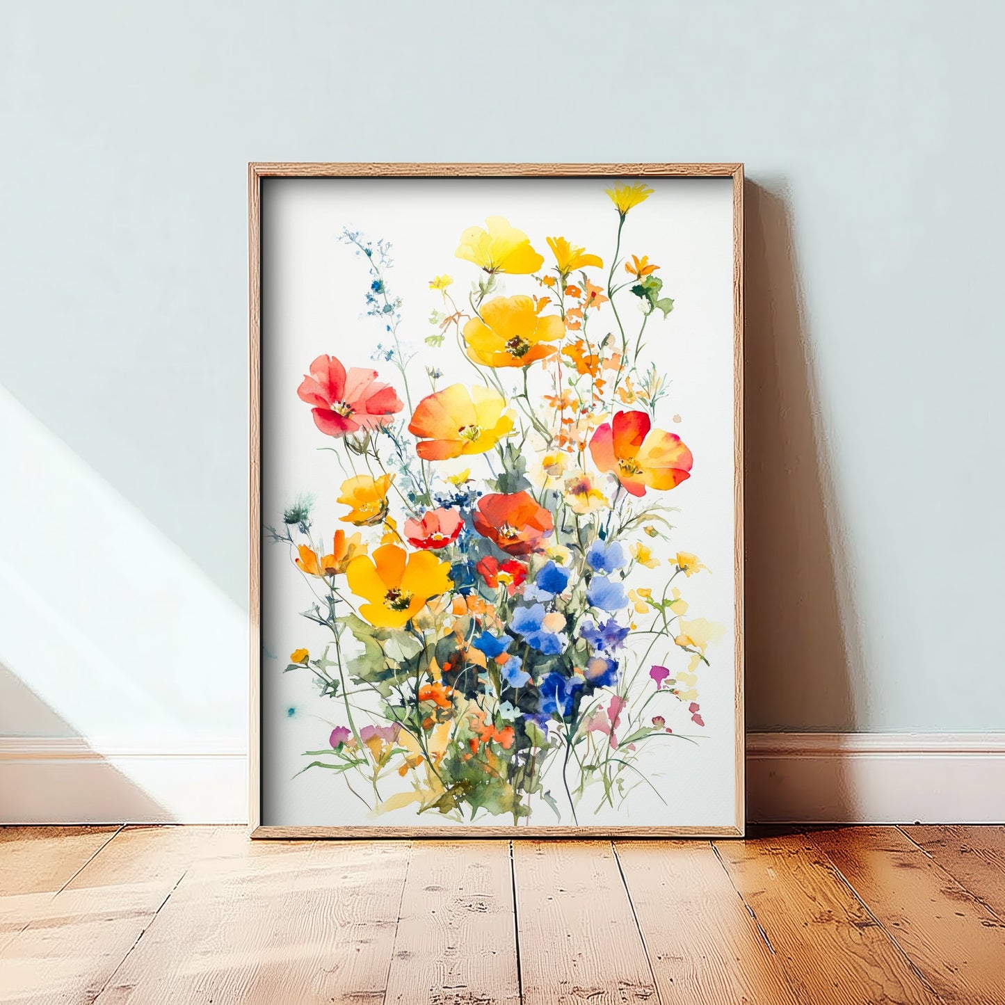 Watercolour Poppy Art Print - Wildflower Meadow Painting Poster - Emotive Botanical - Bright Red Poppies V7 1/3