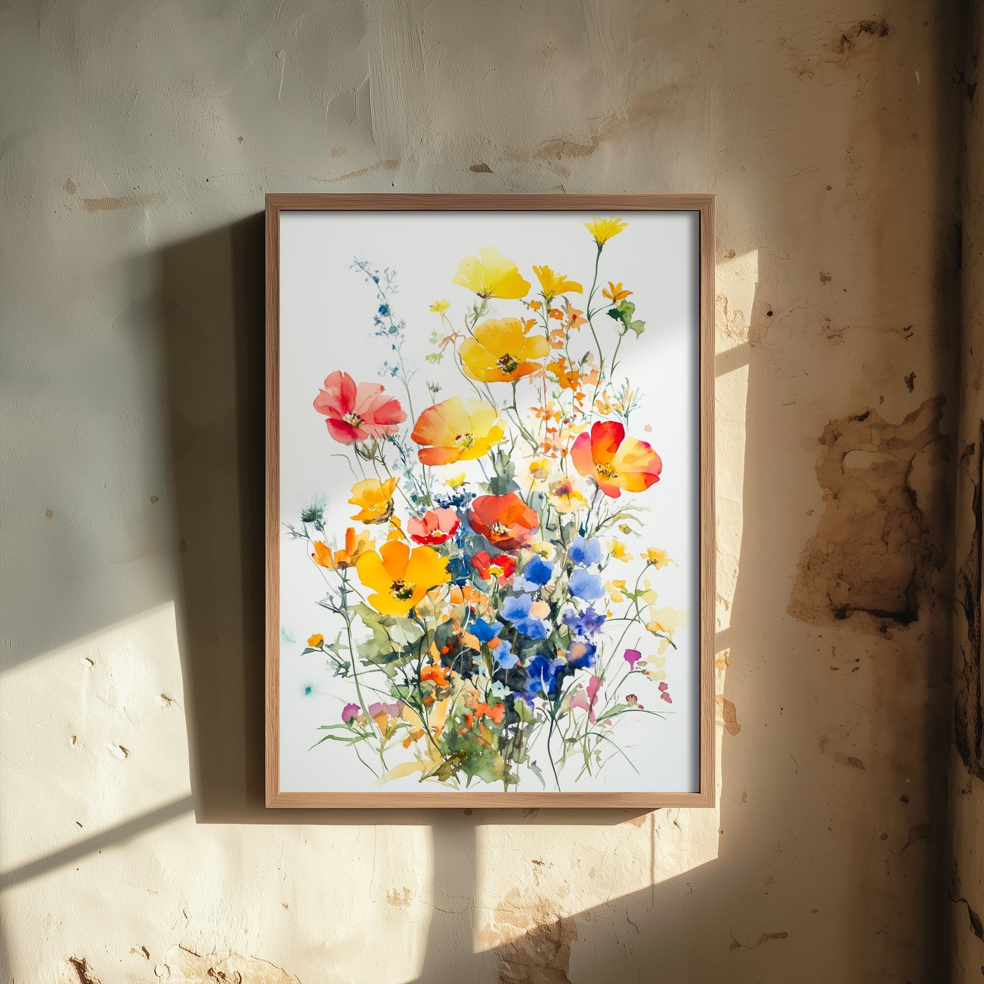 Watercolour Poppy Art Print - Wildflower Meadow Painting Poster - Emotive Botanical - Bright Red Poppies V7 1/3