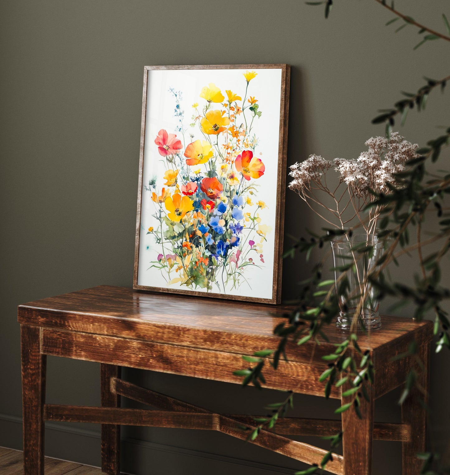 Watercolour Poppy Art Print - Wildflower Meadow Painting Poster - Emotive Botanical - Bright Red Poppies V7 1/3