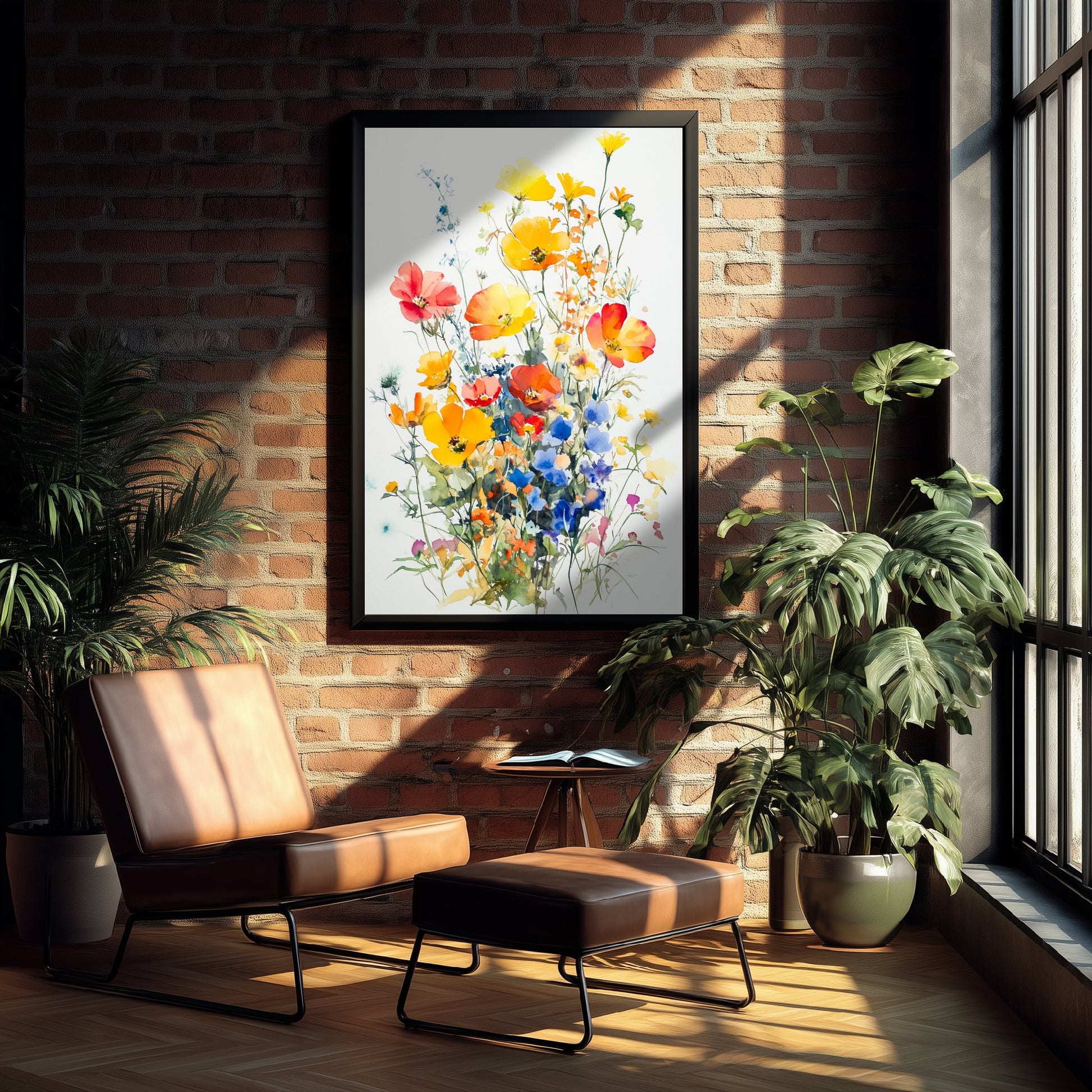 Watercolour Poppy Art Print - Wildflower Meadow Painting Poster - Emotive Botanical - Bright Red Poppies V7 1/3