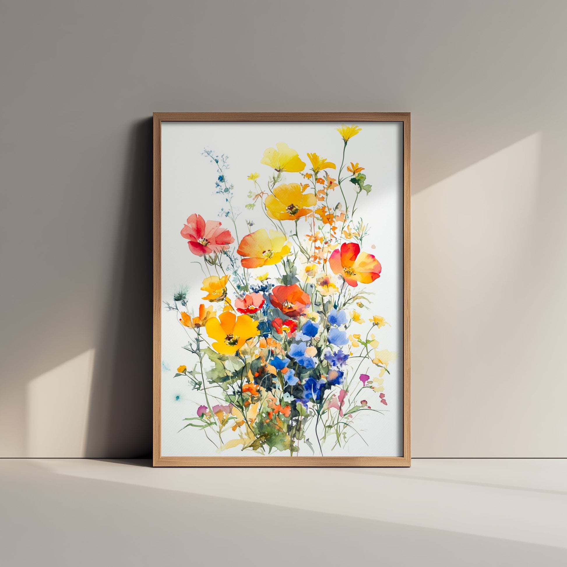 Watercolour Poppy Art Print - Wildflower Meadow Painting Poster - Emotive Botanical - Bright Red Poppies V7 1/3