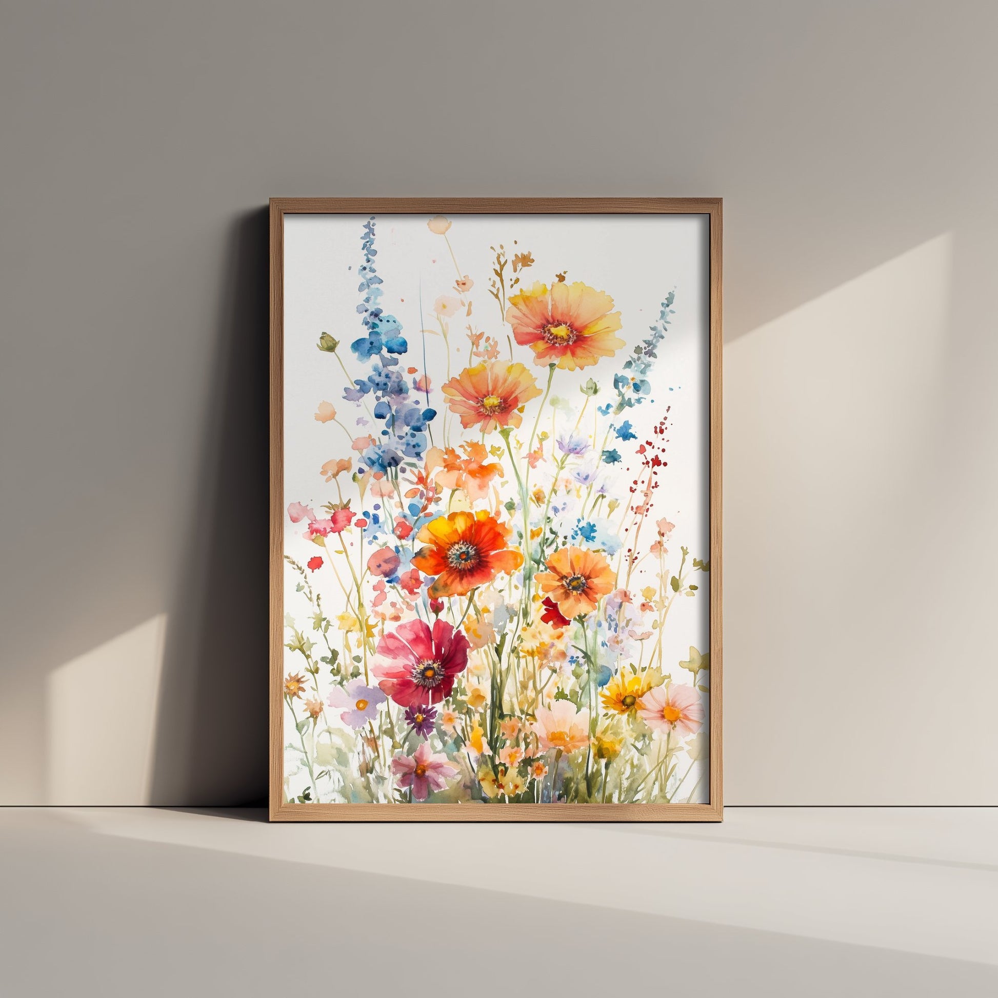 Watercolour Poppy Art Print - Wildflower Meadow Painting Poster - Emotive Botanical - Summer Meadow Blooms V7 3/3