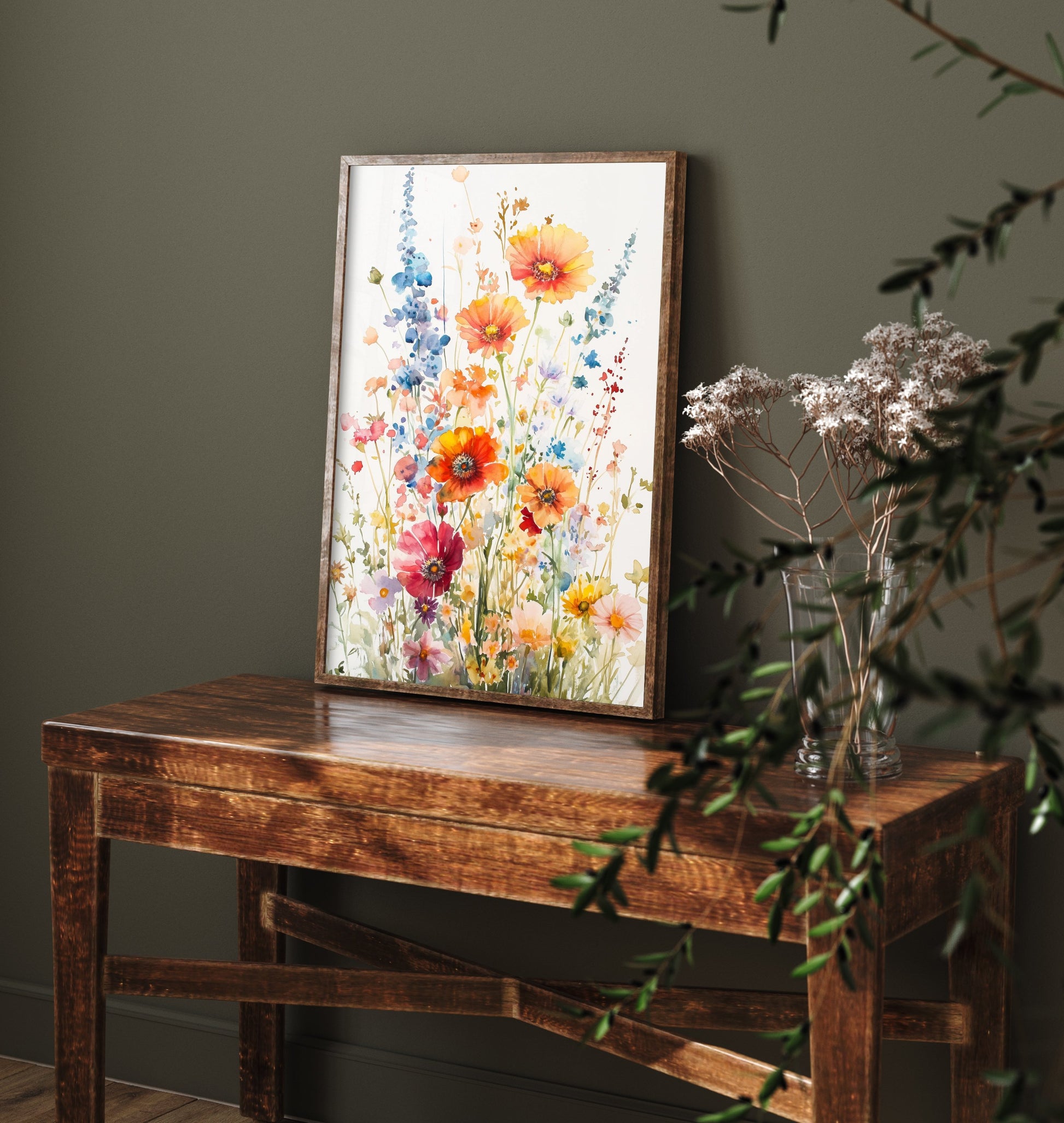 Watercolour Poppy Art Print - Wildflower Meadow Painting Poster - Emotive Botanical - Summer Meadow Blooms V7 3/3