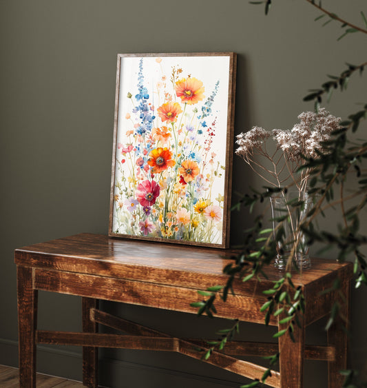 Watercolour Poppy Art Print - Wildflower Meadow Painting Poster - Emotive Botanical - Summer Meadow Blooms V7 3/3