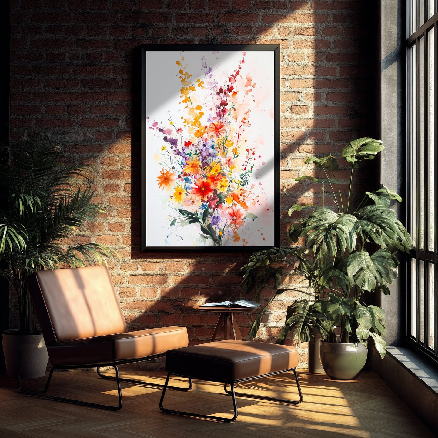 Watercolour Wildflower Art Print - Warm Floral Painting Poster - Emotive Cosmos Blooms - Pink Bouquet V8 1/3
