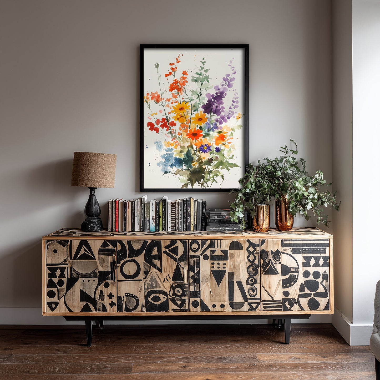 Watercolour Wildflower Art Print - Warm Floral Painting Poster - Emotive Cosmos Blooms - Orange Blooms V8 3/3