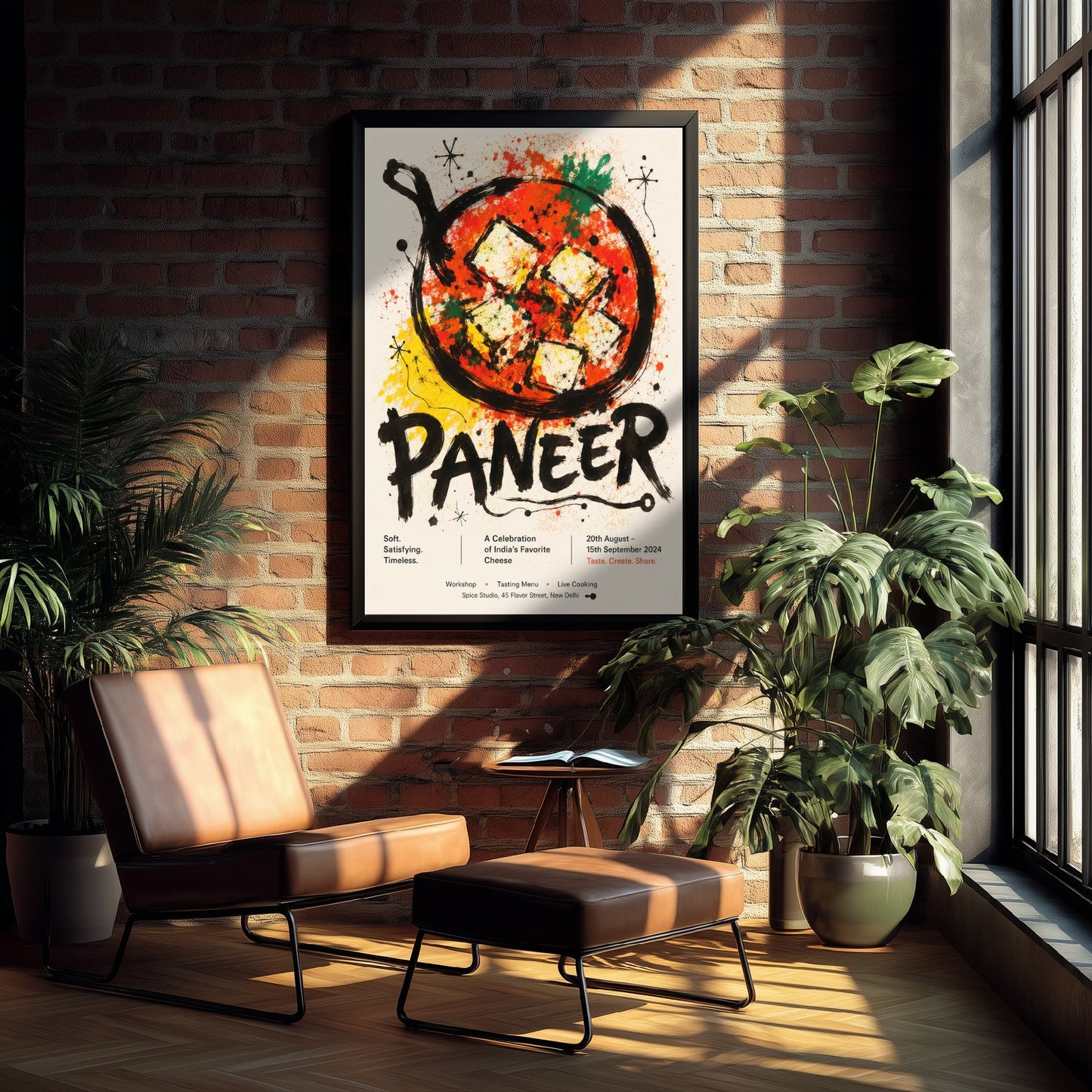 Paneer Art Print - Ink Splatter Painting Poster - Indian Food Kitchen Art - Curry Lover Wall Decor 2/3