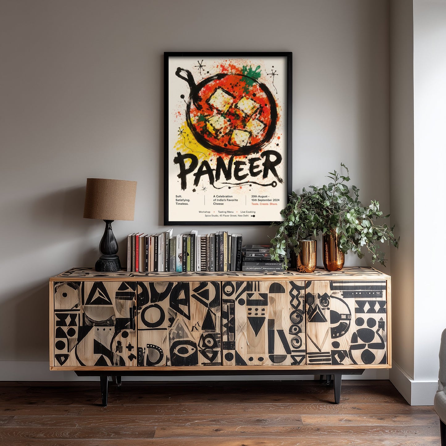 Paneer Art Print - Ink Splatter Painting Poster - Indian Food Kitchen Art - Curry Lover Wall Decor 2/3