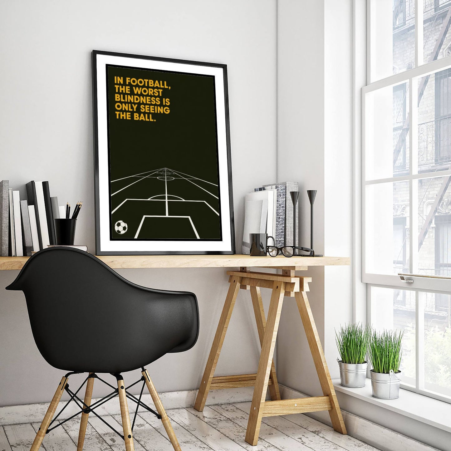Football Quote Art Print - The Worst Blindness Is Only Seeing the Ball - Soccer Poster Illustration V1 1/3