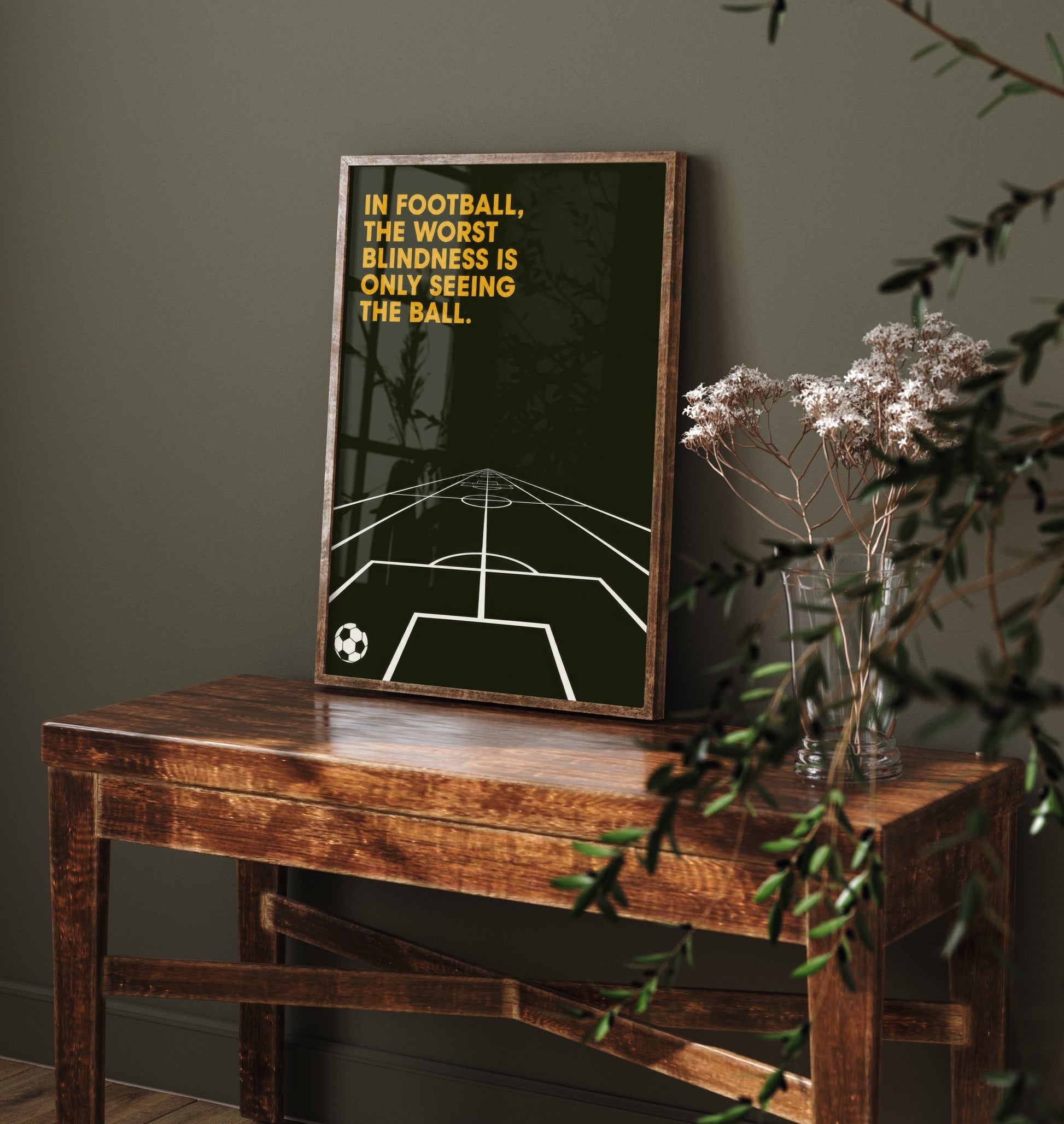 Football Quote Art Print - The Worst Blindness Is Only Seeing the Ball - Soccer Poster Illustration V1 1/3