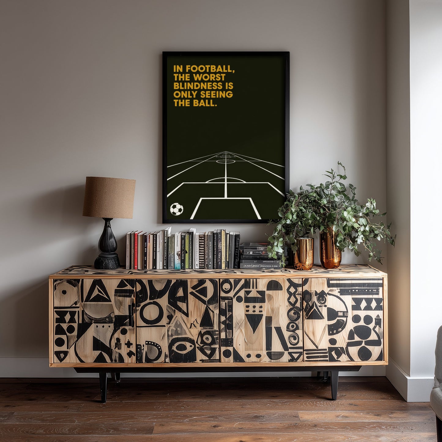 Football Quote Art Print - The Worst Blindness Is Only Seeing the Ball - Soccer Poster Illustration V1 1/3
