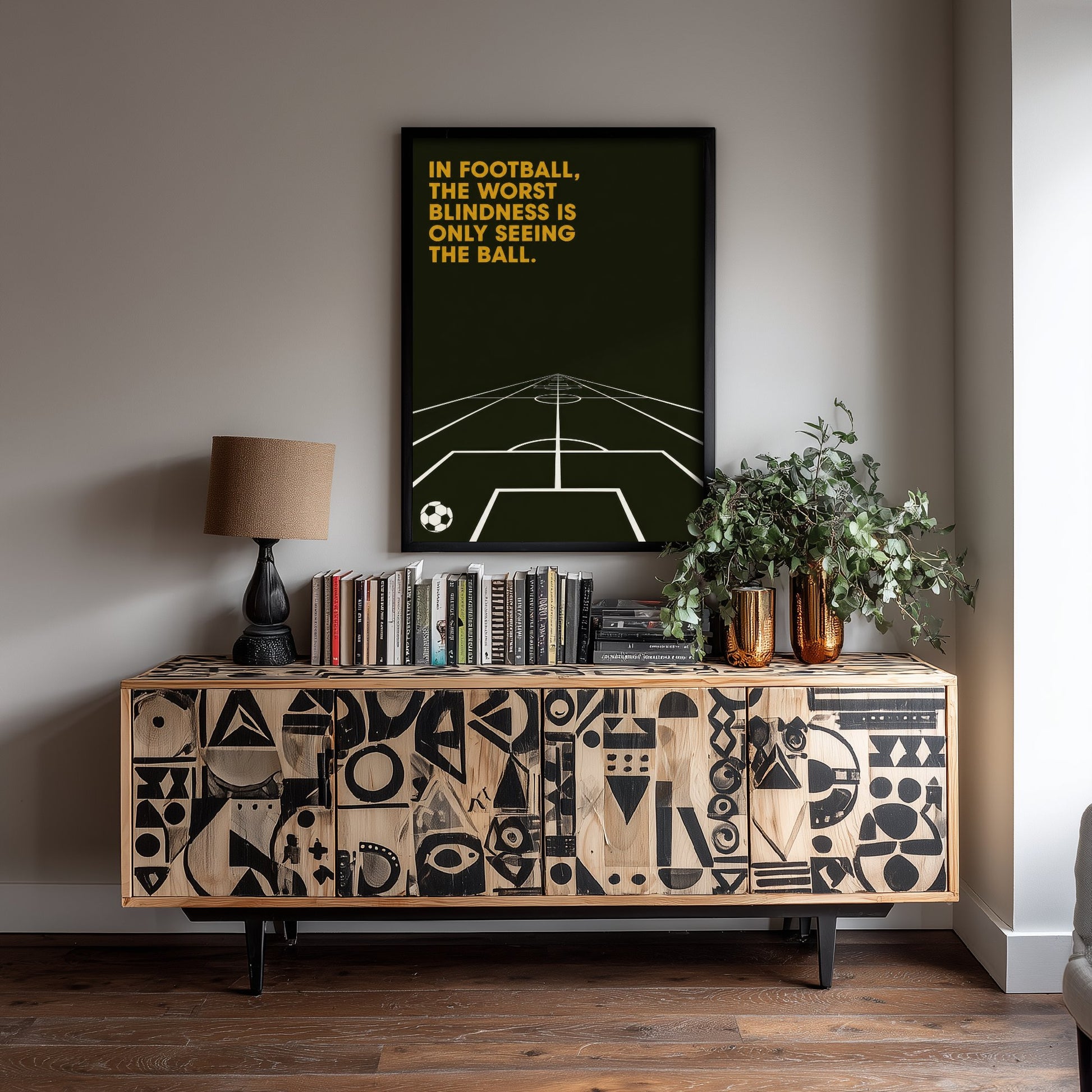 Football Quote Art Print - The Worst Blindness Is Only Seeing the Ball - Soccer Poster Illustration V1 1/3