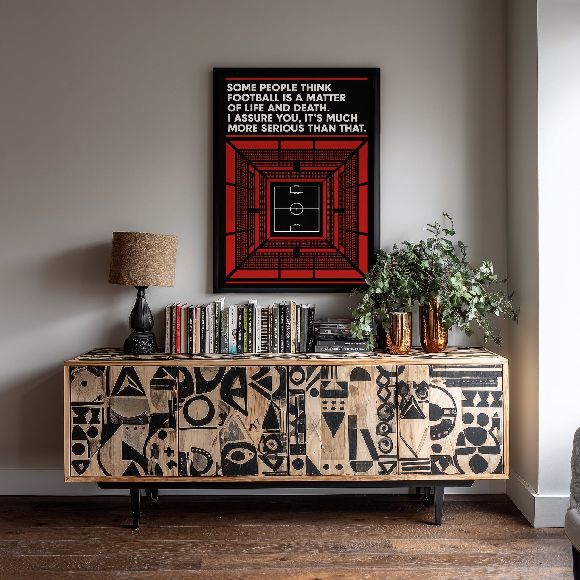 Football Quote Art Print - Football Is More Serious Than Life and Death - Soccer Poster Illustration V1 3/3