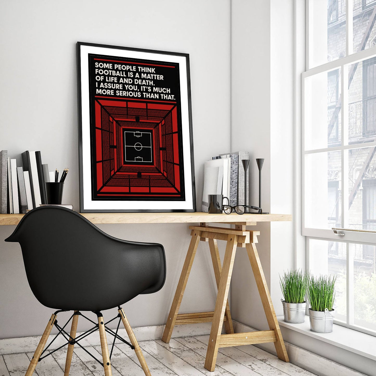 Football Quote Art Print - Football Is More Serious Than Life and Death - Soccer Poster Illustration V1 3/3