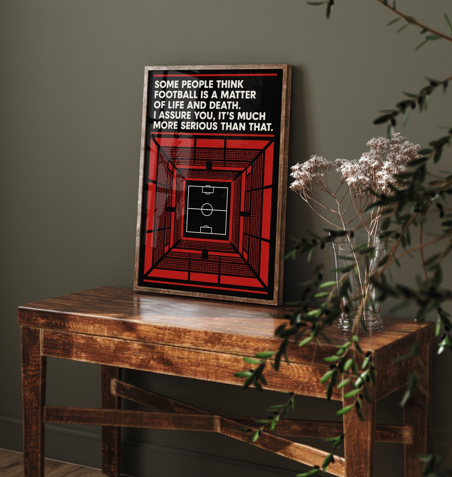 Football Quote Art Print - Football Is More Serious Than Life and Death - Soccer Poster Illustration V1 3/3