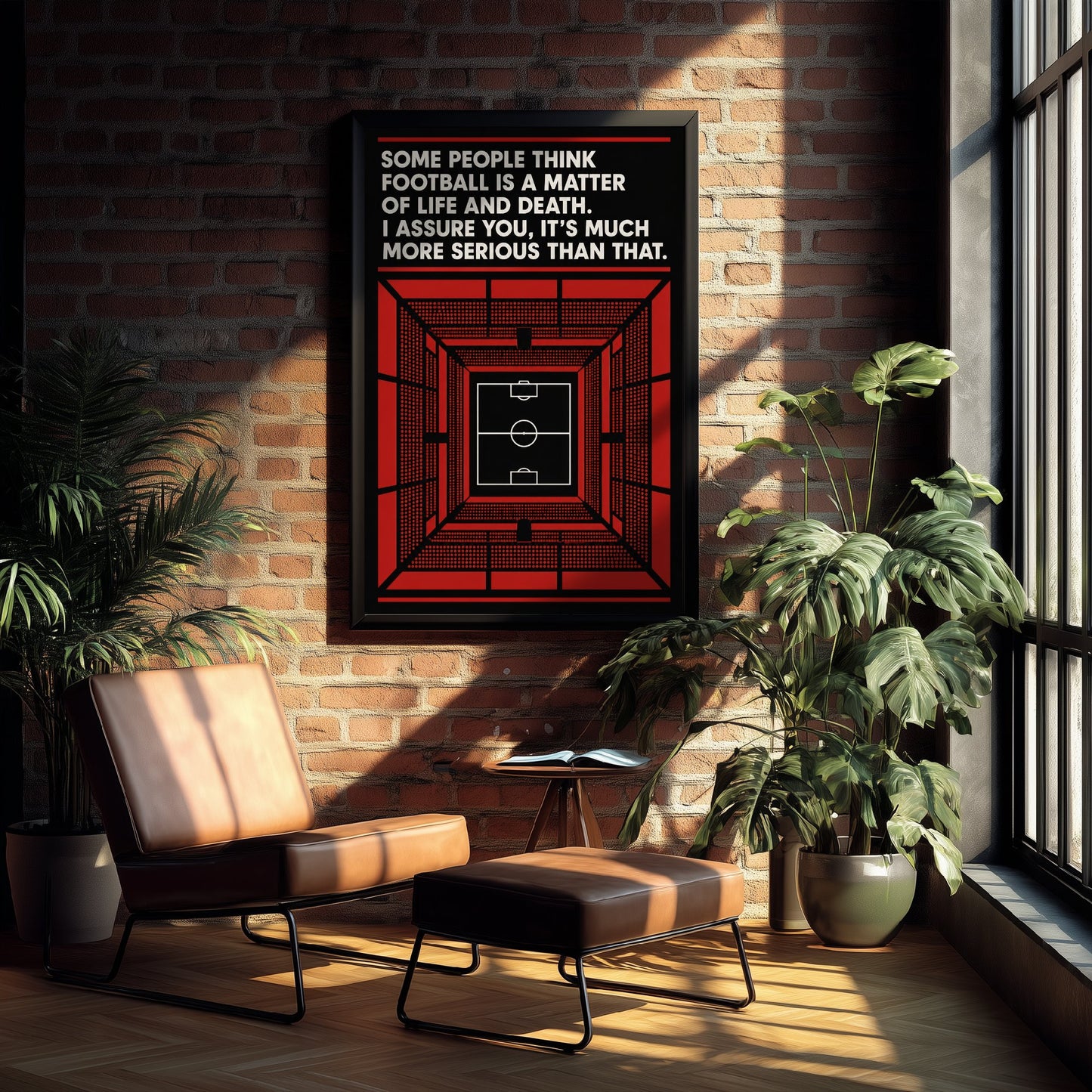 Football Quote Art Print - Football Is More Serious Than Life and Death - Soccer Poster Illustration V1 3/3