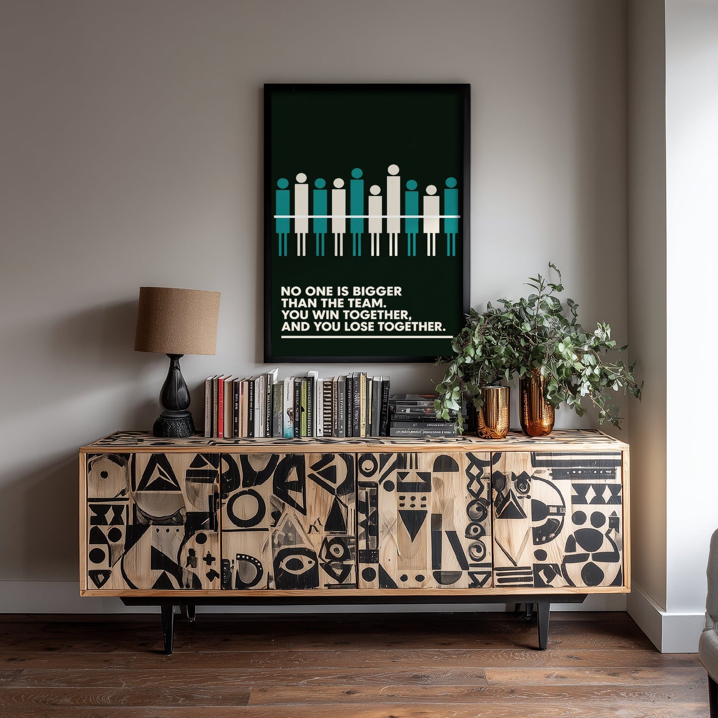 Football Quote Art Print - No One Is Bigger Than the Team - Soccer Poster Illustration V2 1/3