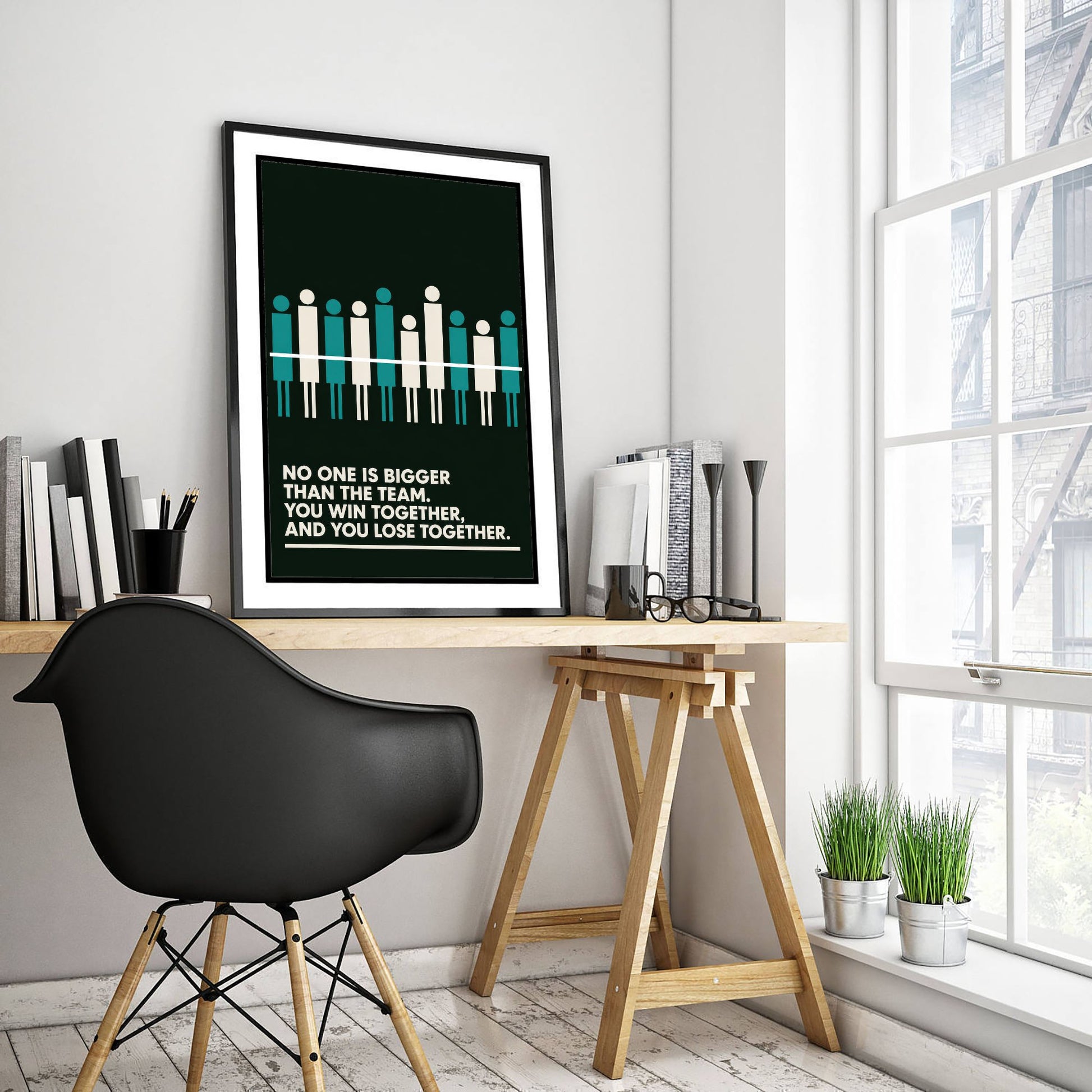 Football Quote Art Print - No One Is Bigger Than the Team - Soccer Poster Illustration V2 1/3