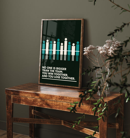 Football Quote Art Print - No One Is Bigger Than the Team - Soccer Poster Illustration V2 1/3