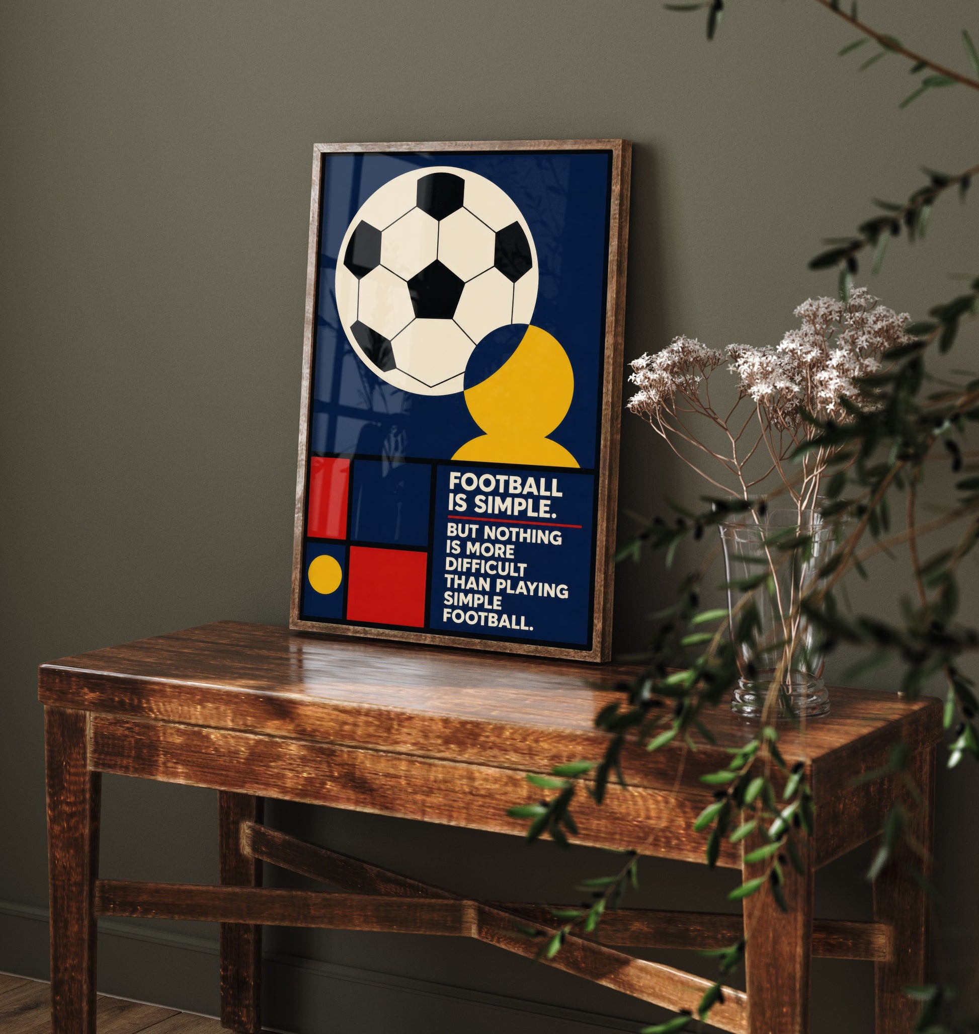 Football Quote Art Print - Nothing Is Harder Than Playing Simple Football - Soccer Poster Illustration V2 2/3