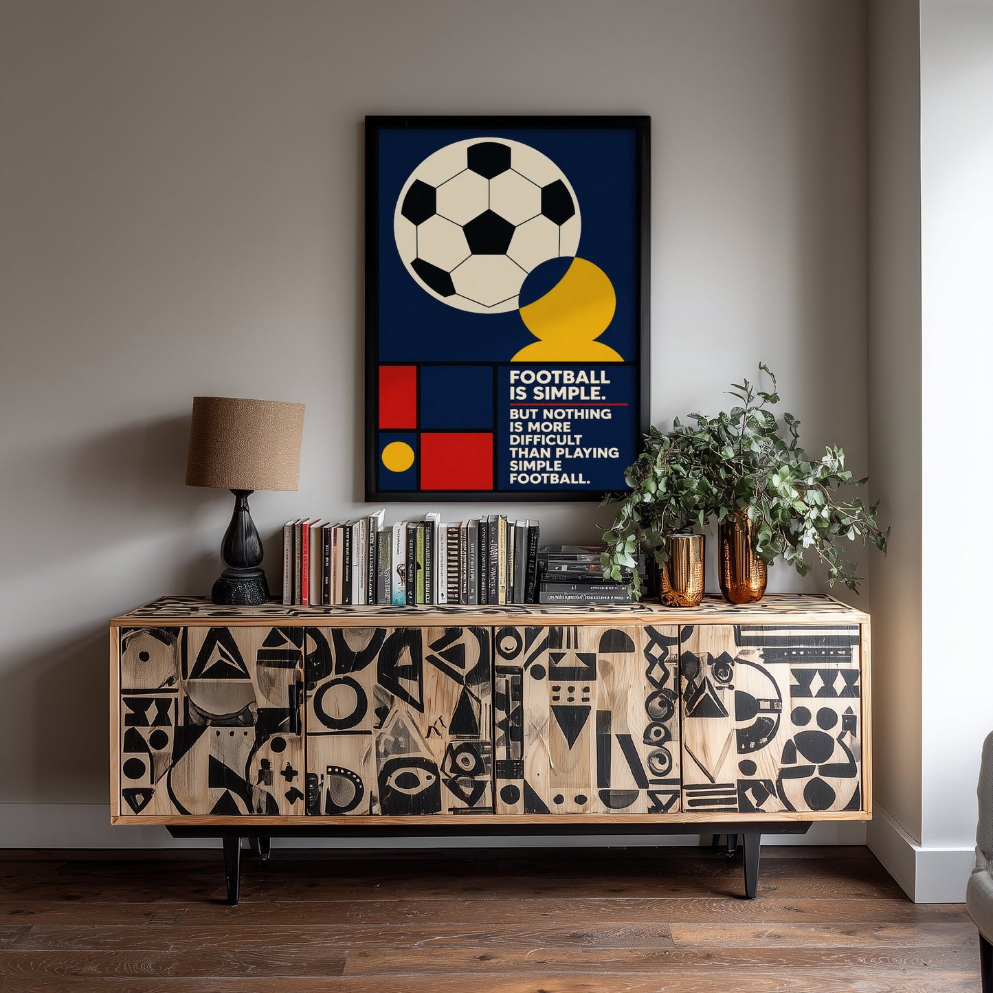 Football Quote Art Print - Nothing Is Harder Than Playing Simple Football - Soccer Poster Illustration V2 2/3