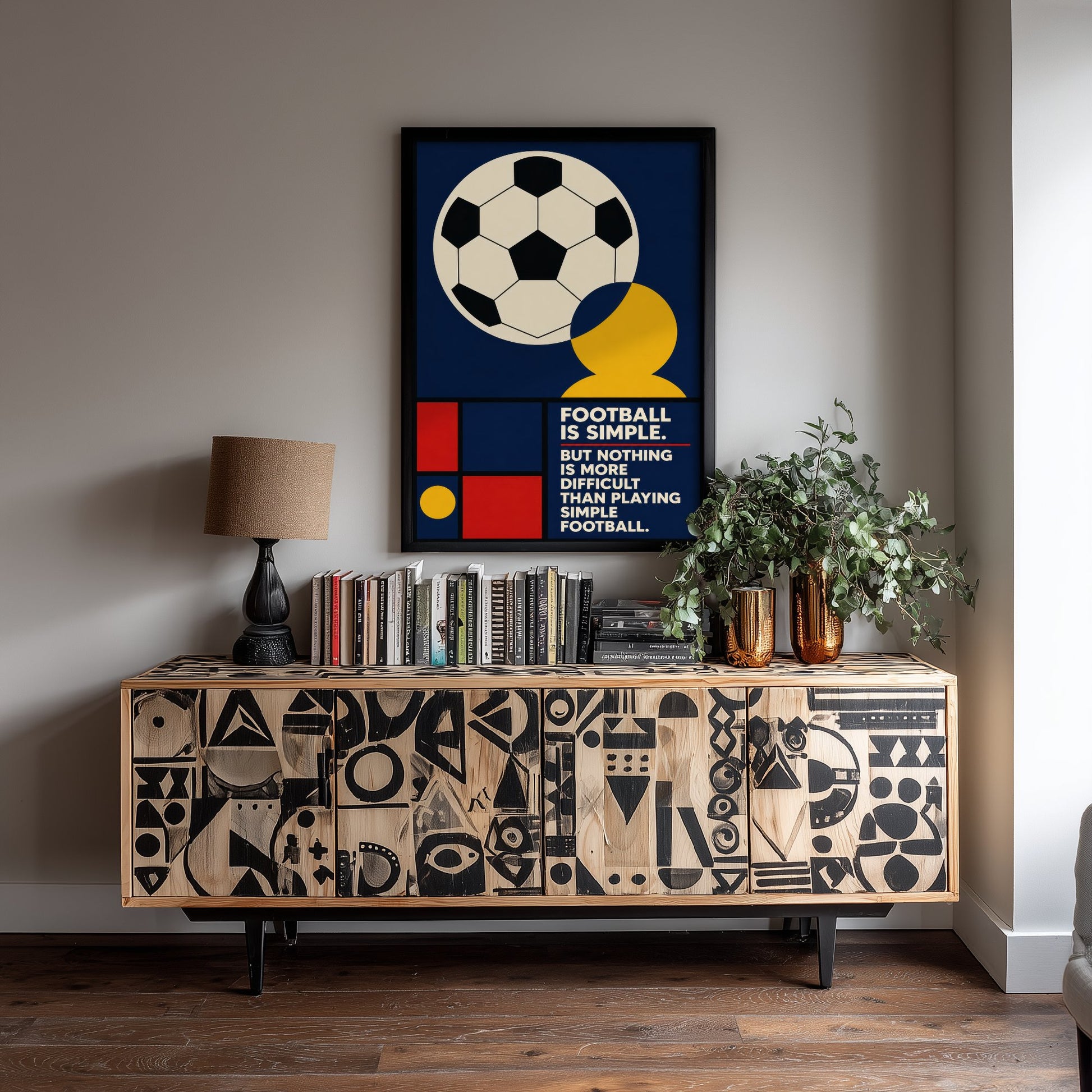 Football Quote Art Print - Nothing Is Harder Than Playing Simple Football - Soccer Poster Illustration V2 2/3