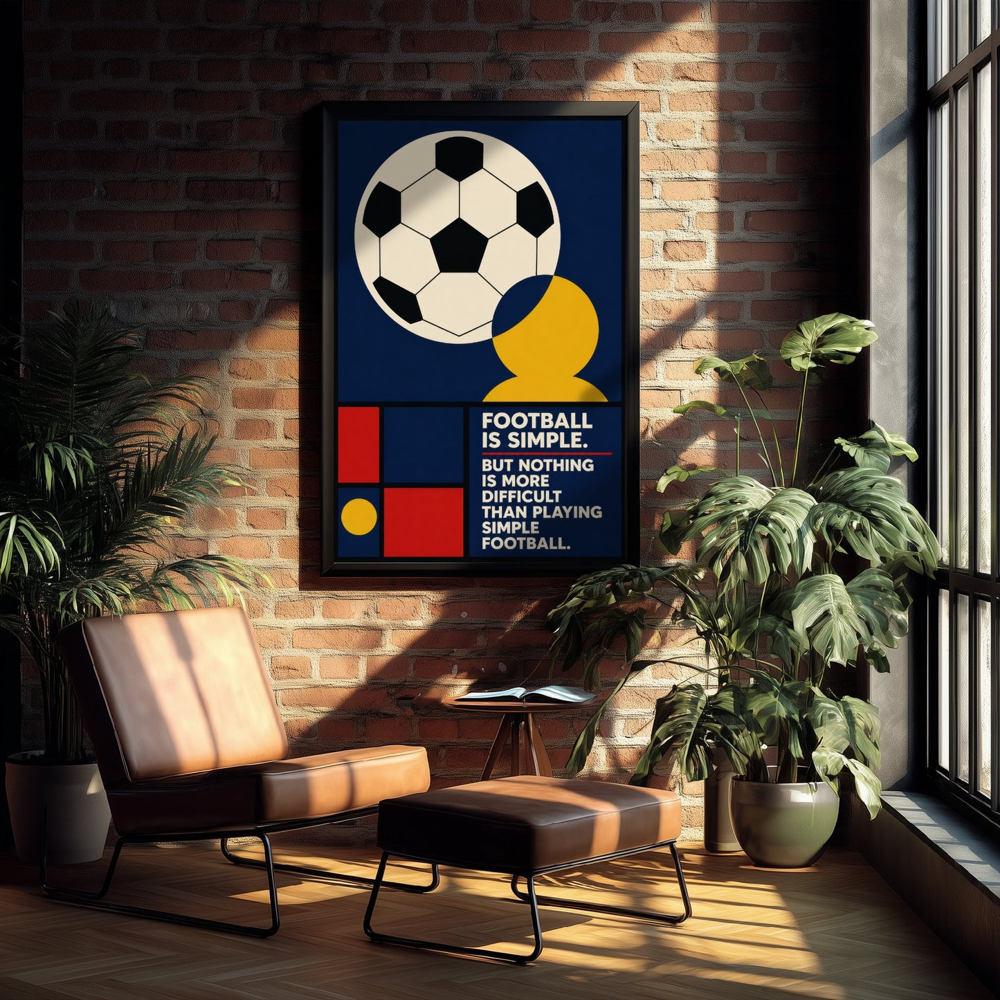 Football Quote Art Print - Nothing Is Harder Than Playing Simple Football - Soccer Poster Illustration V2 2/3