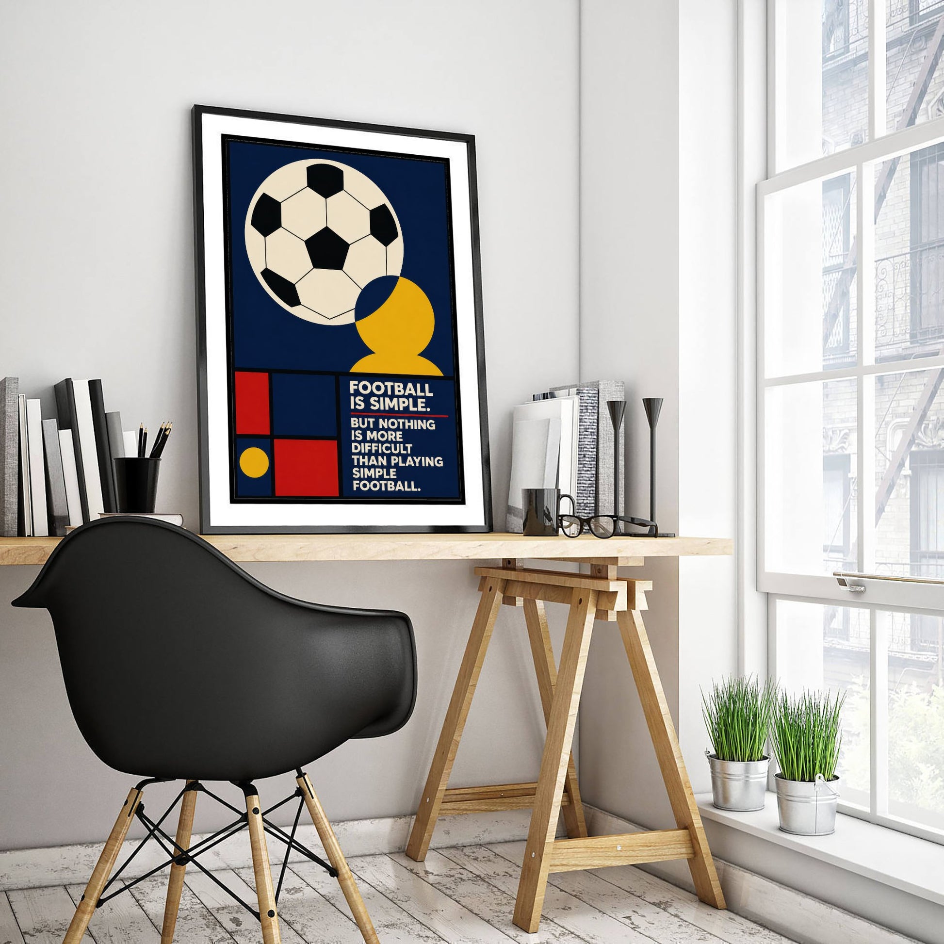 Football Quote Art Print - Nothing Is Harder Than Playing Simple Football - Soccer Poster Illustration V2 2/3